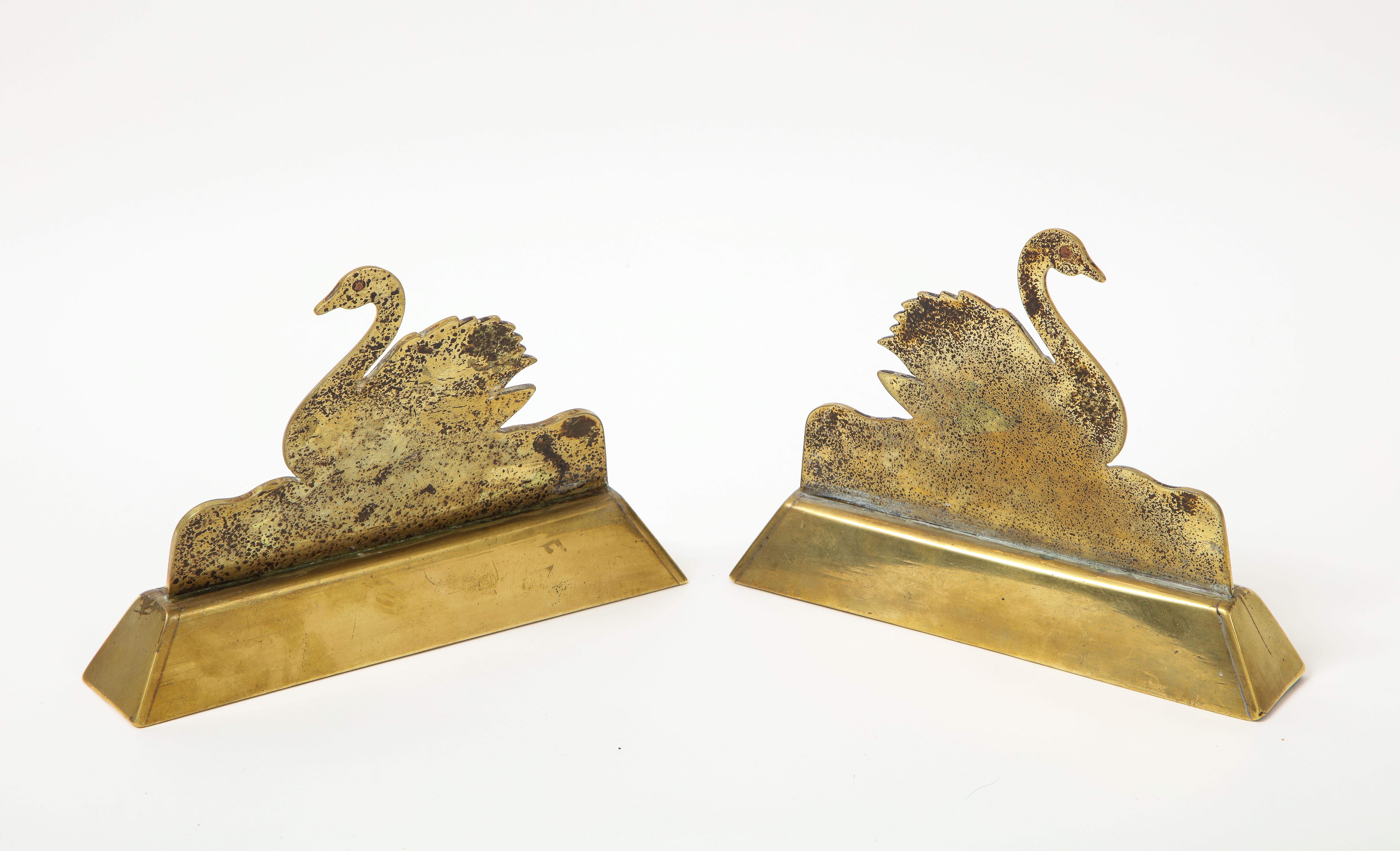 Pair of Brass Swan Bookends 4