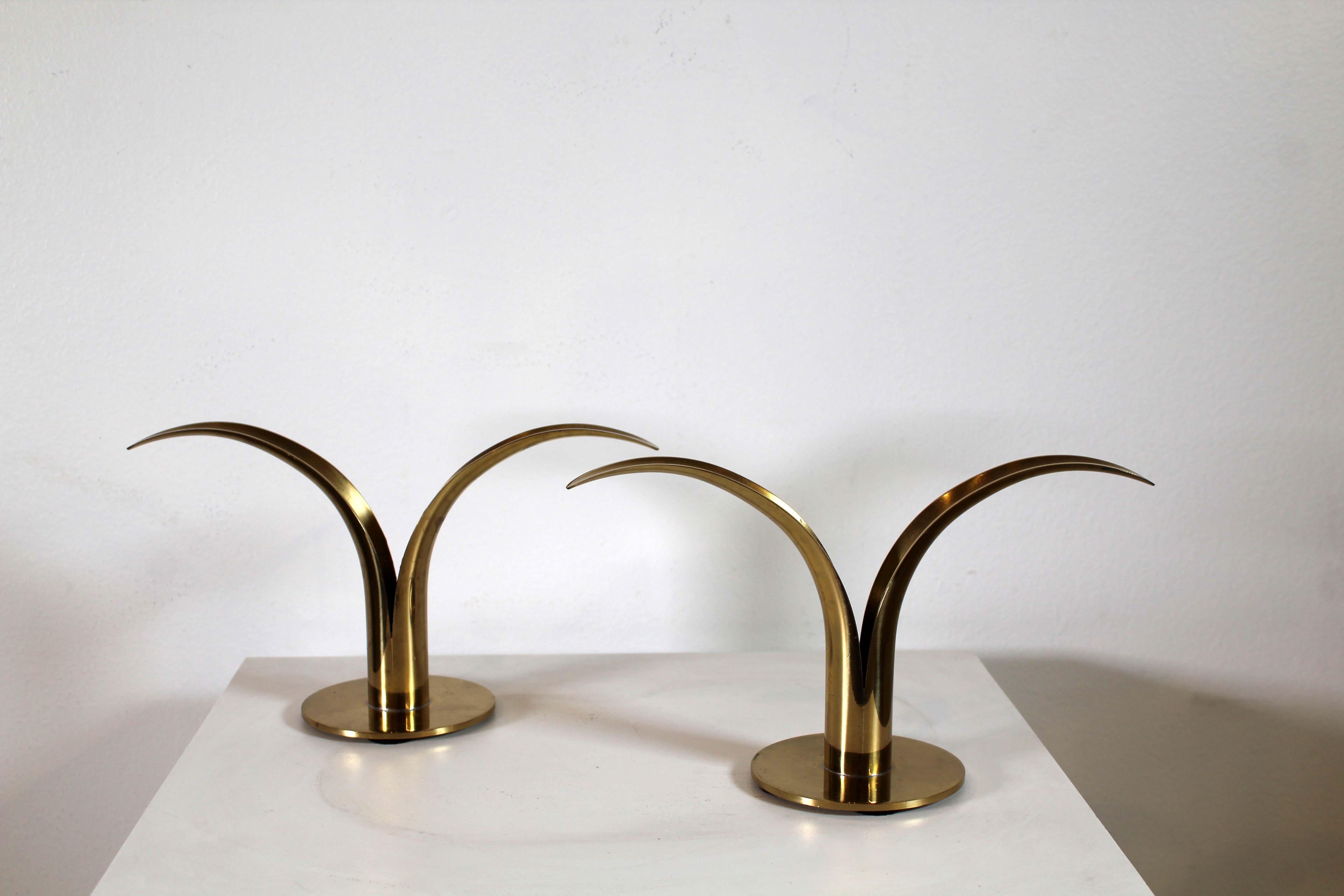 A pair of stunning Ystad (Town in Sweden) Brass metal Candle holders. In very good condition. Dimensions: 9