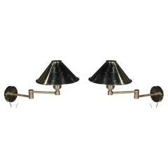 Retro Pair of Brass Swing Arm Sconces from Ship's Stateroom