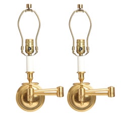 Pair of Brass Swing Arm Wall Lights from USA