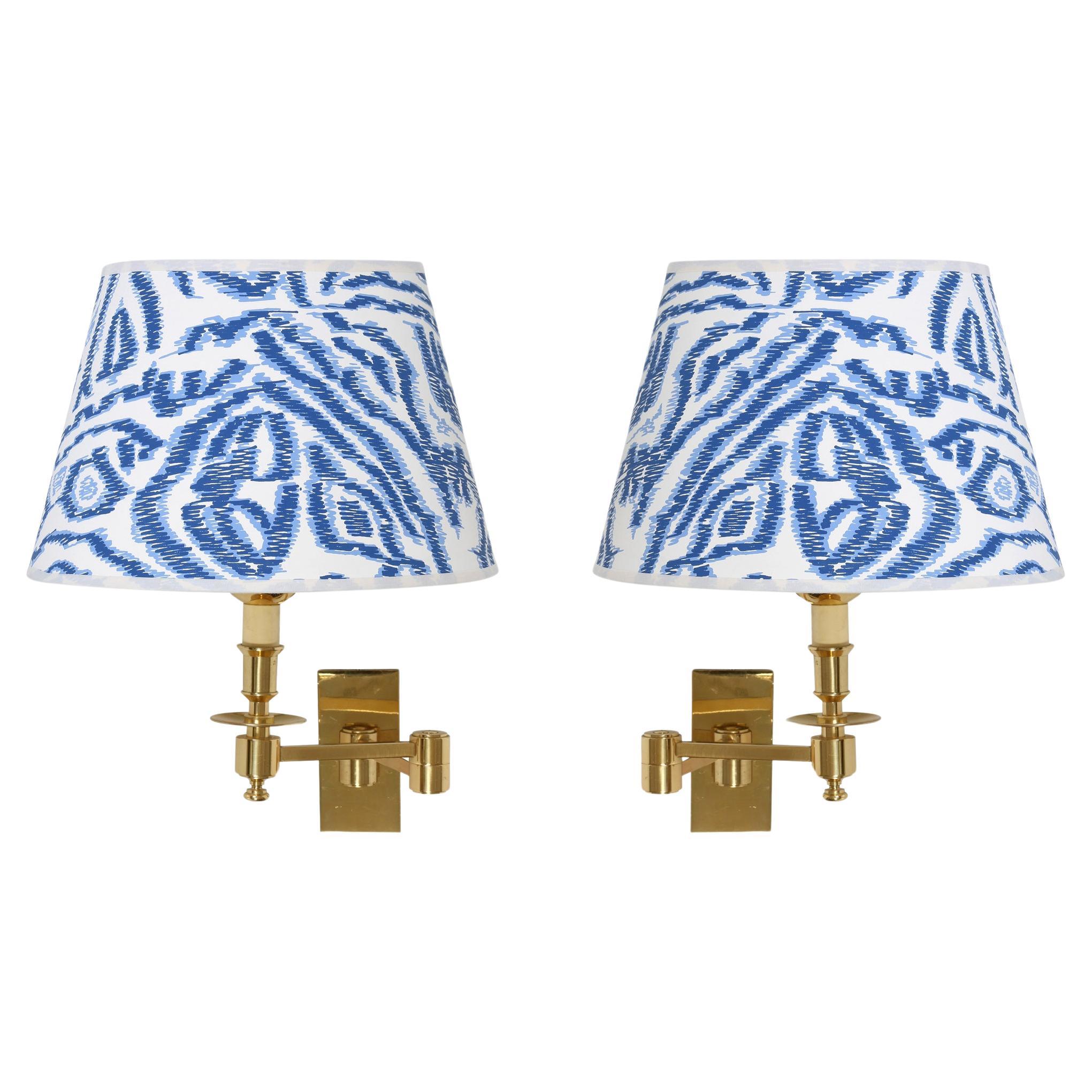 Pair of Brass Swing Arm Wall Lights For Sale