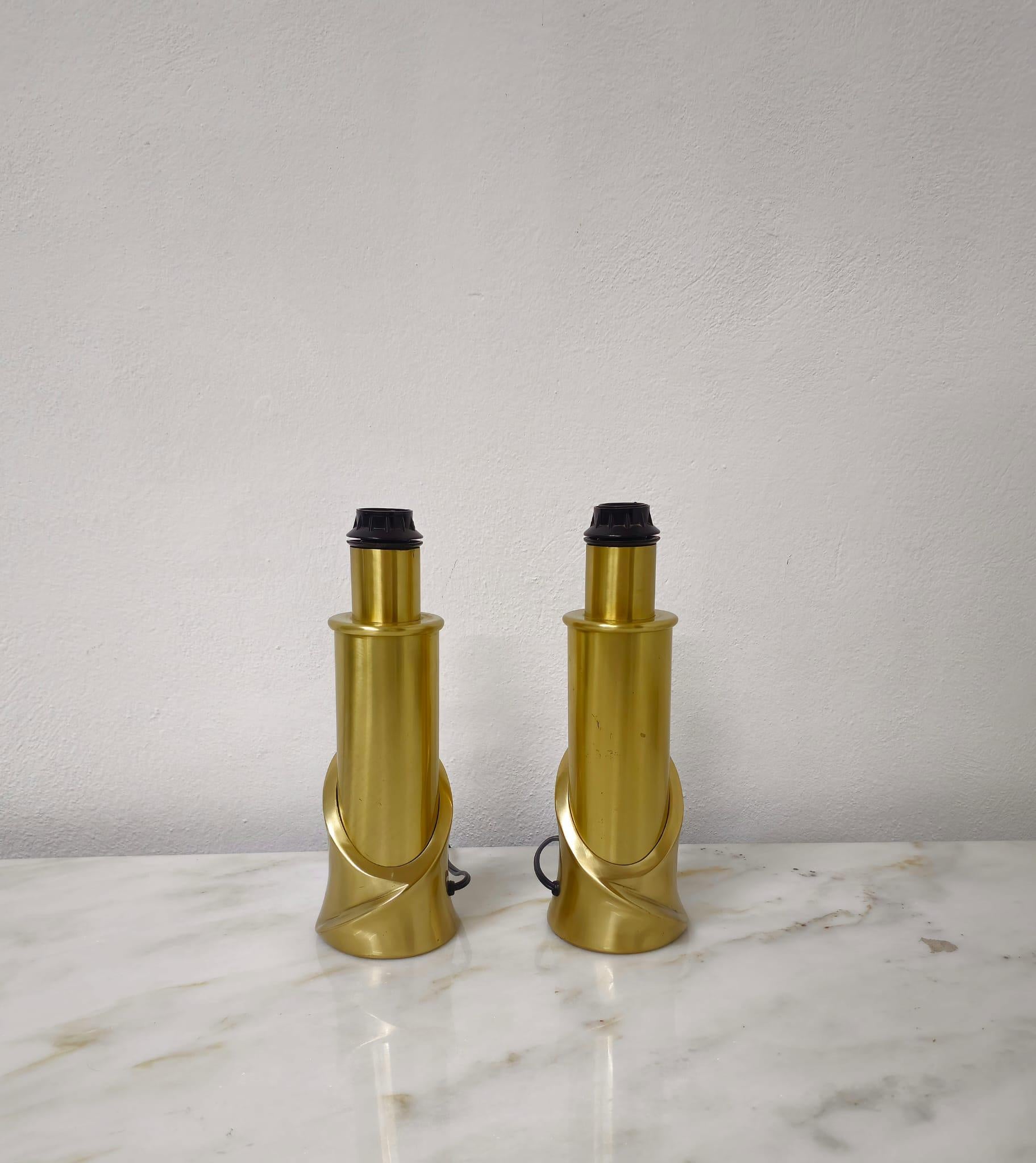 Two Luciano Frigerio Brass Table Lamps, Italy, 1970s In Excellent Condition In Palermo, IT