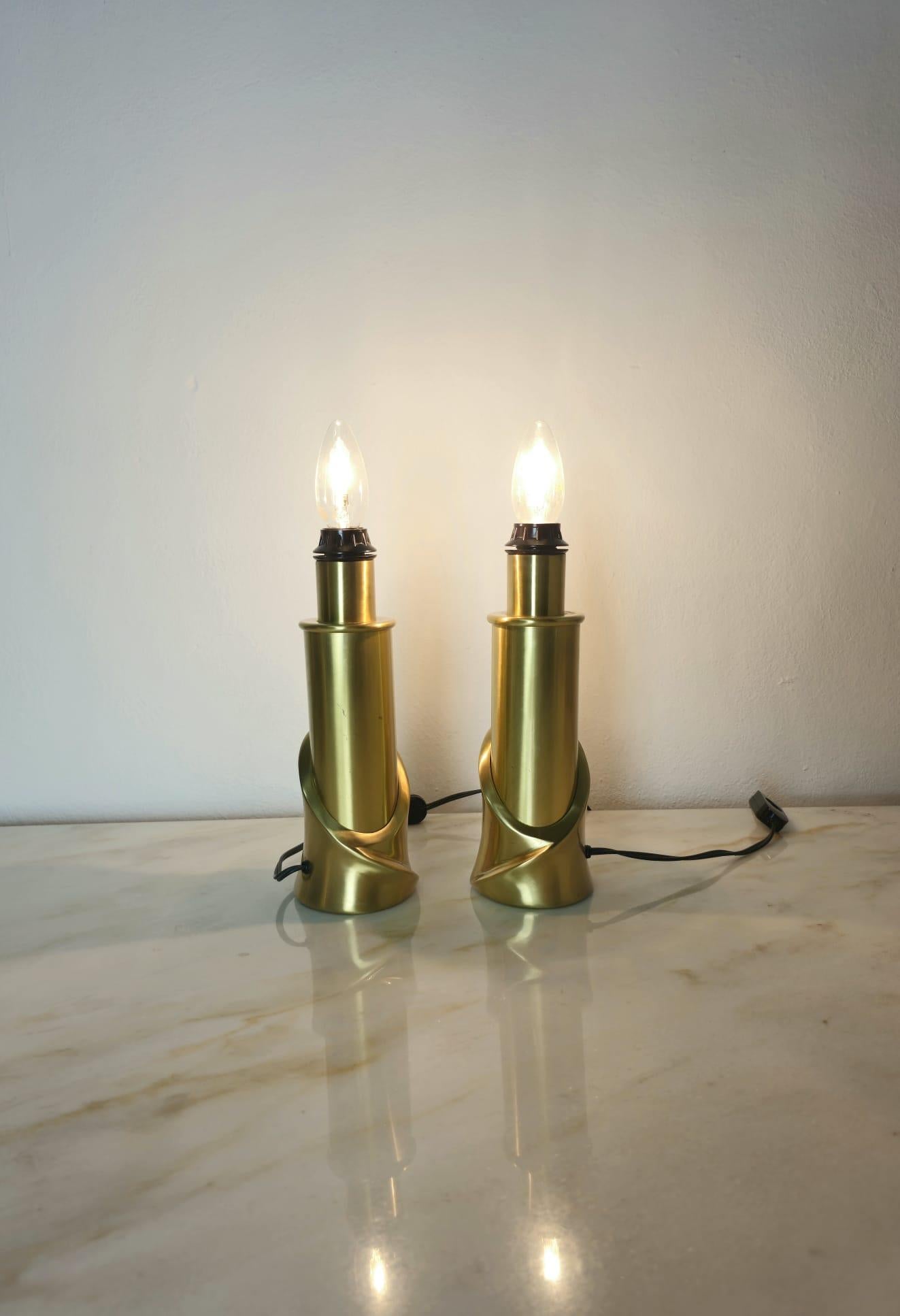 Two Luciano Frigerio Brass Table Lamps, Italy, 1970s 2