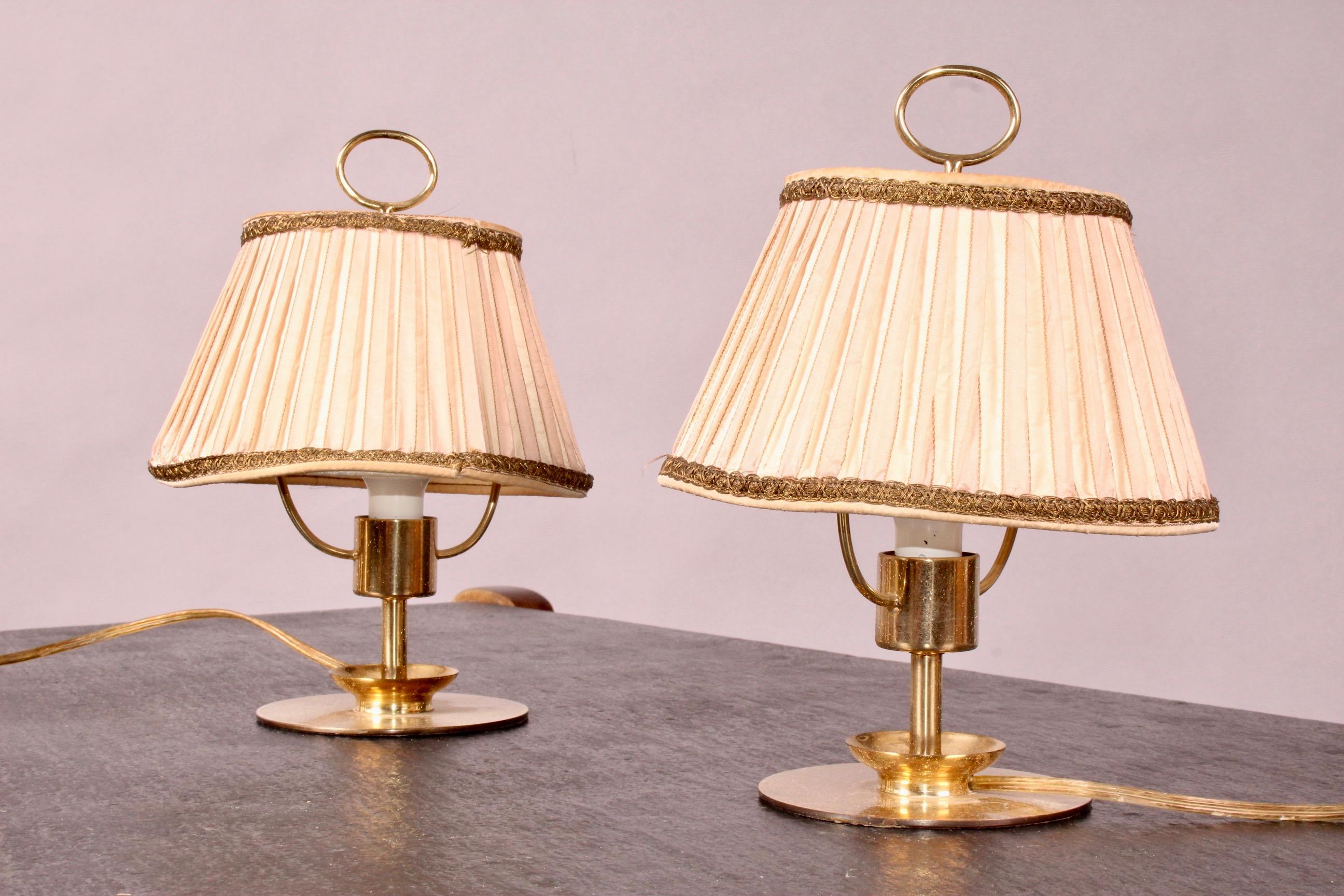 European Pair of Brass Table Lamp