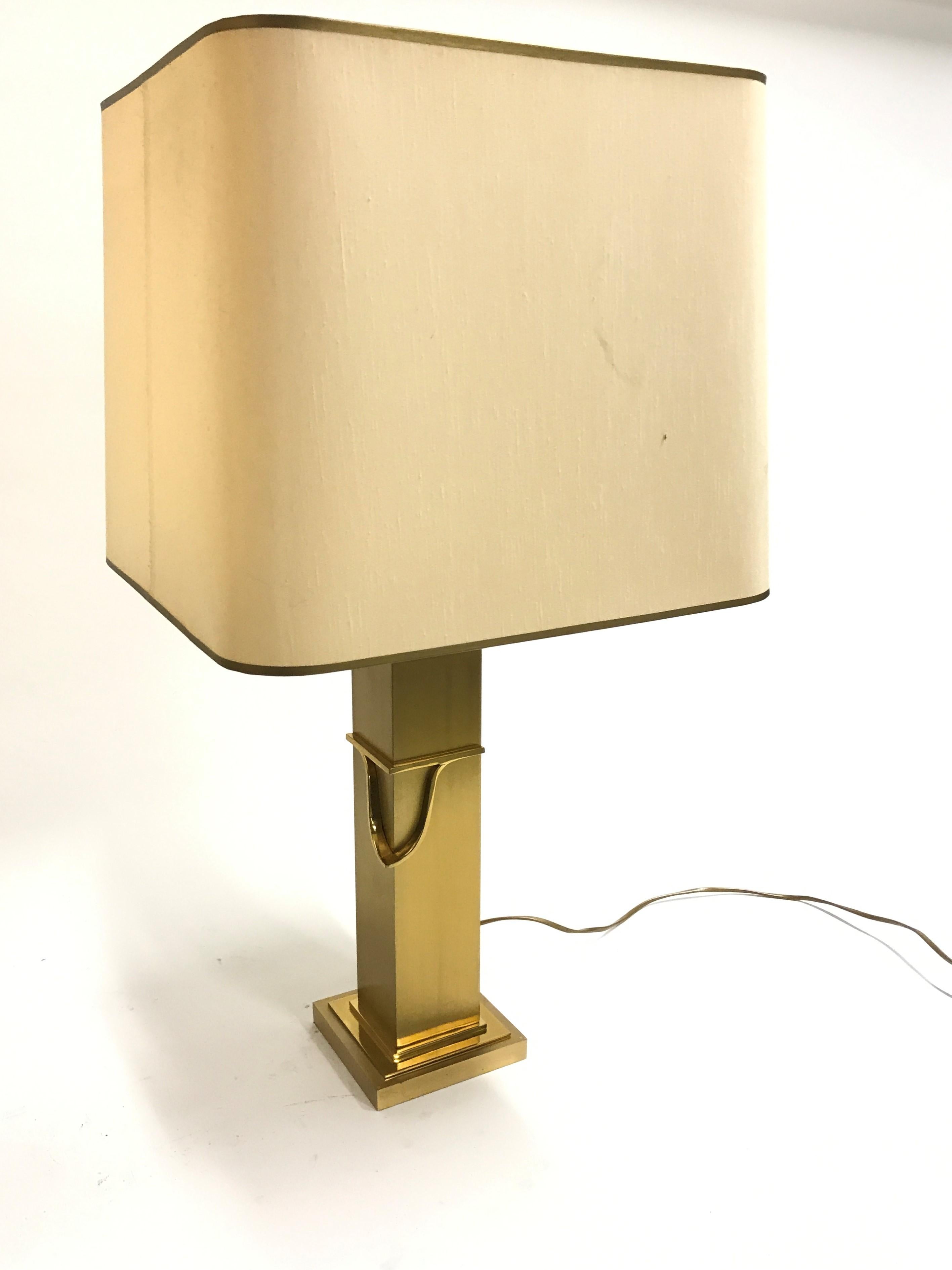 Hollywood Regency Pair of Brass Table Lamps, 1970s