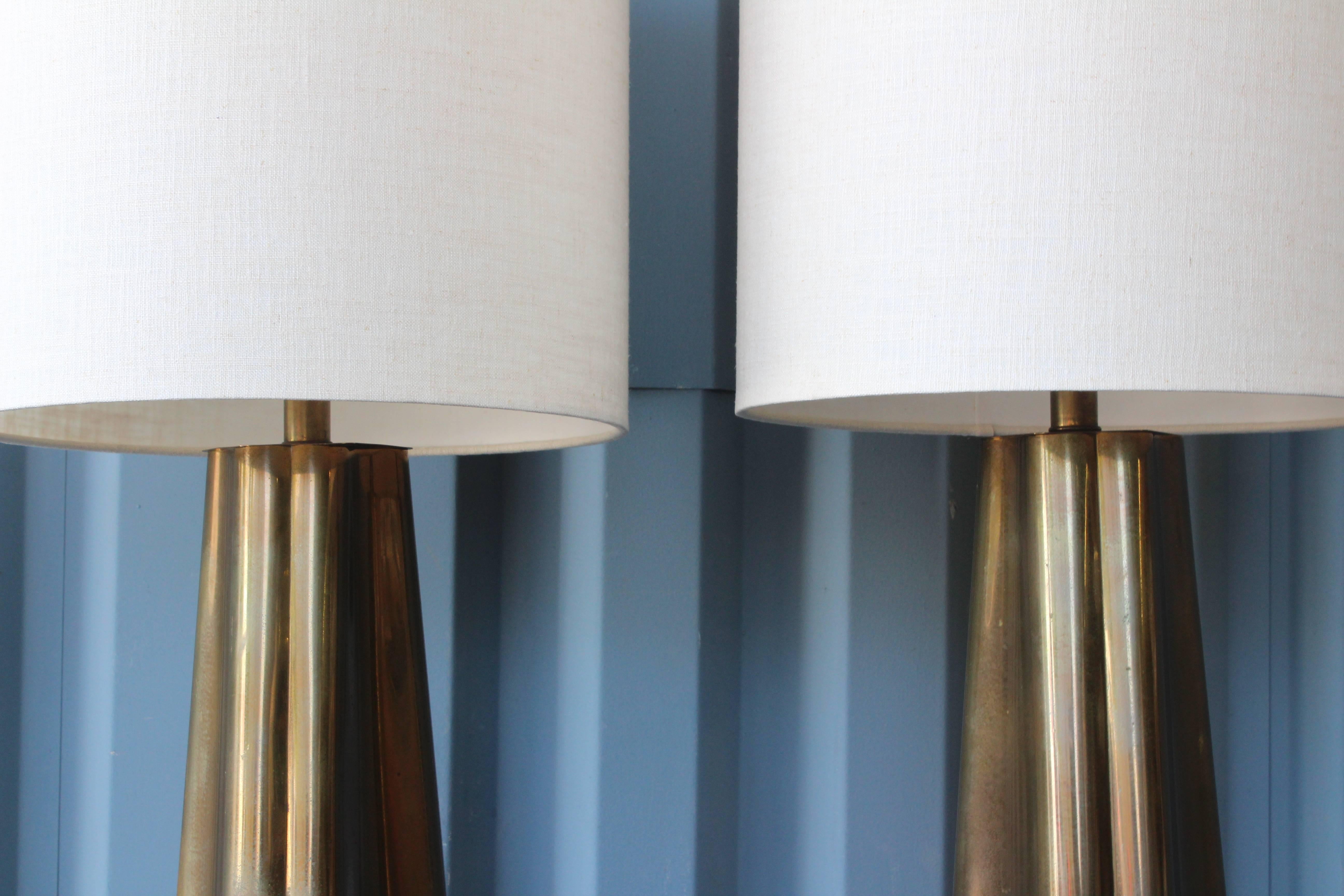 Late 20th Century Pair of Brass Table Lamps, 1970s
