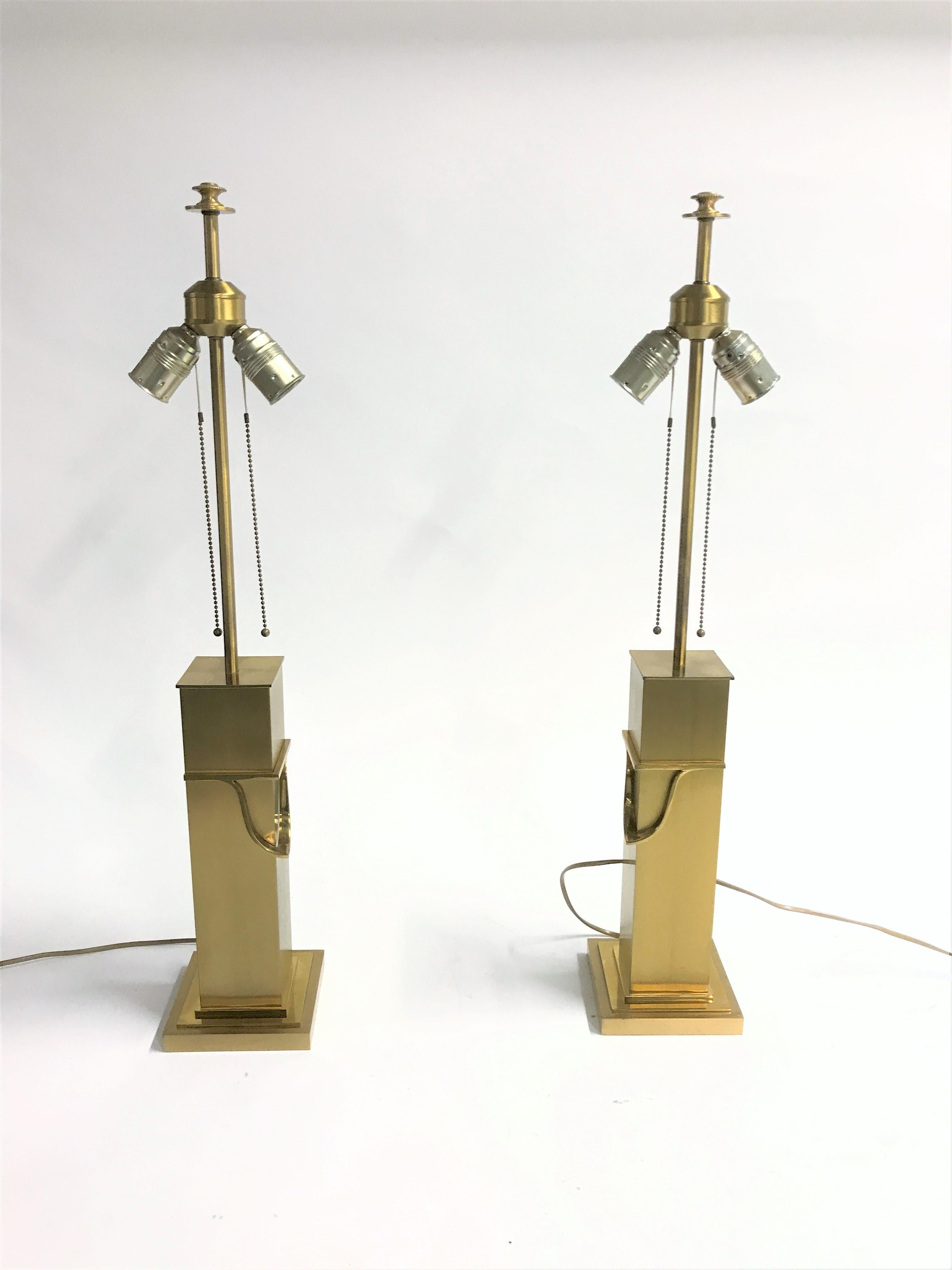 Late 20th Century Pair of Brass Table Lamps, 1970s