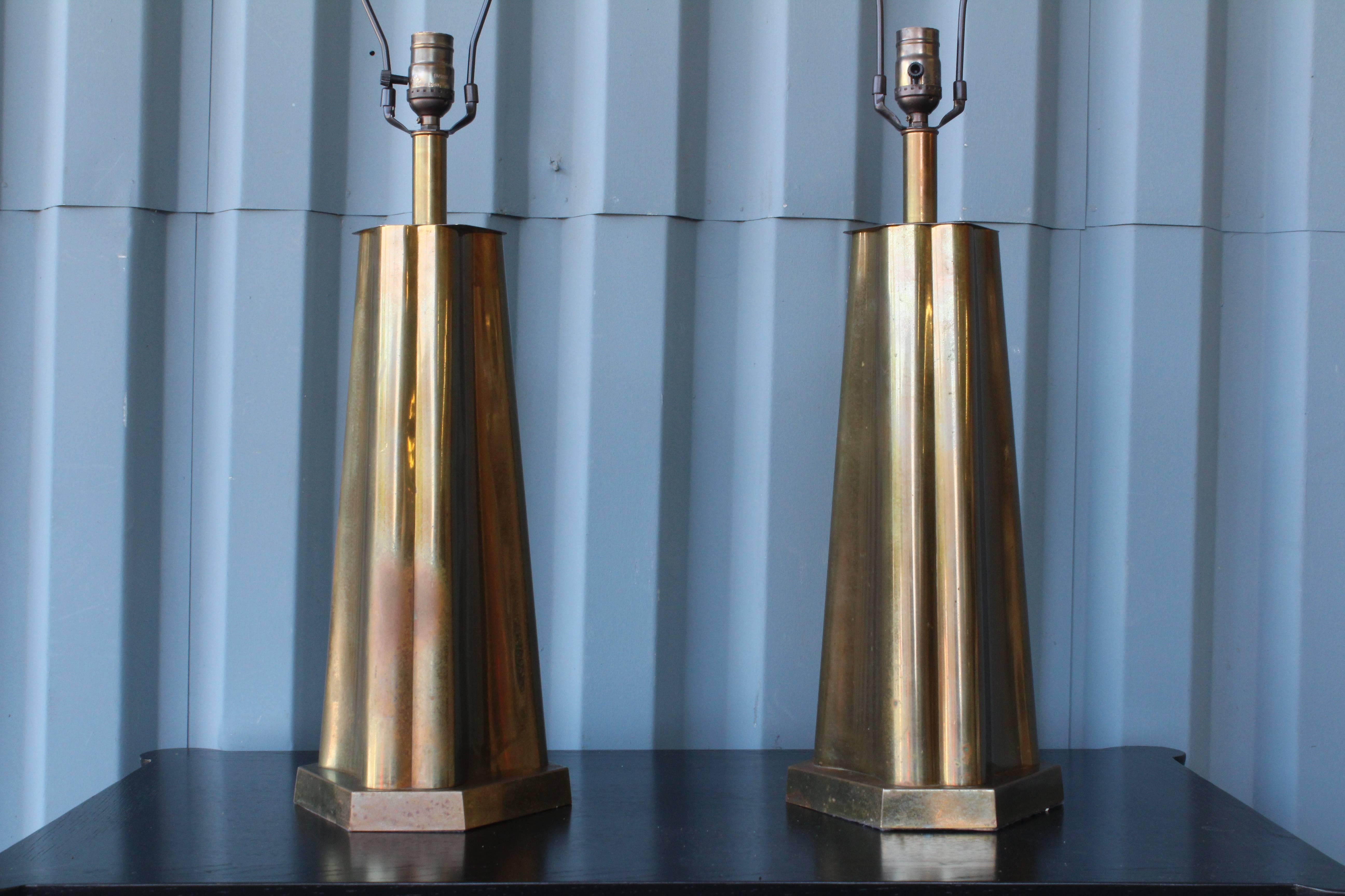Pair of Brass Table Lamps, 1970s 2