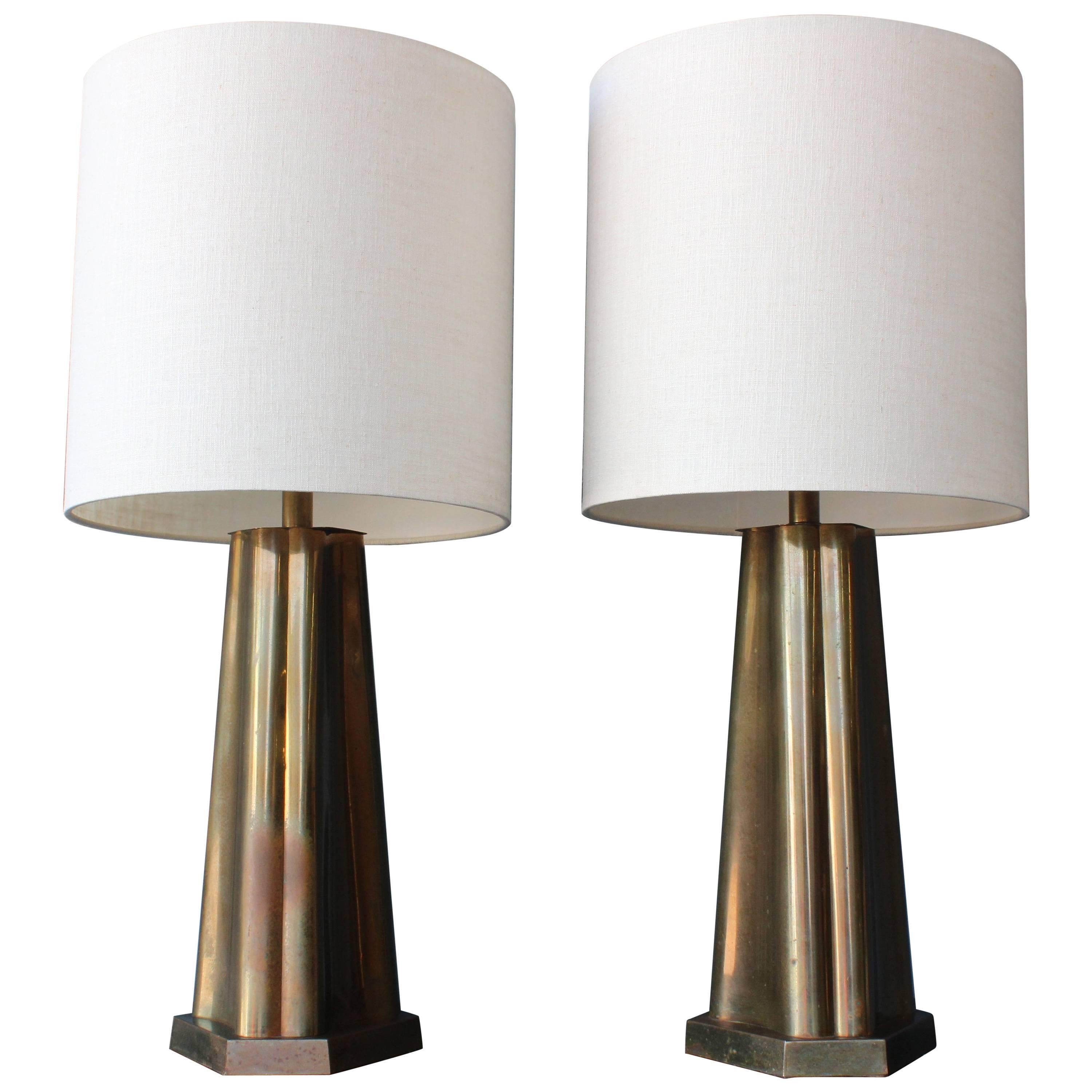 Pair of Brass Table Lamps, 1970s