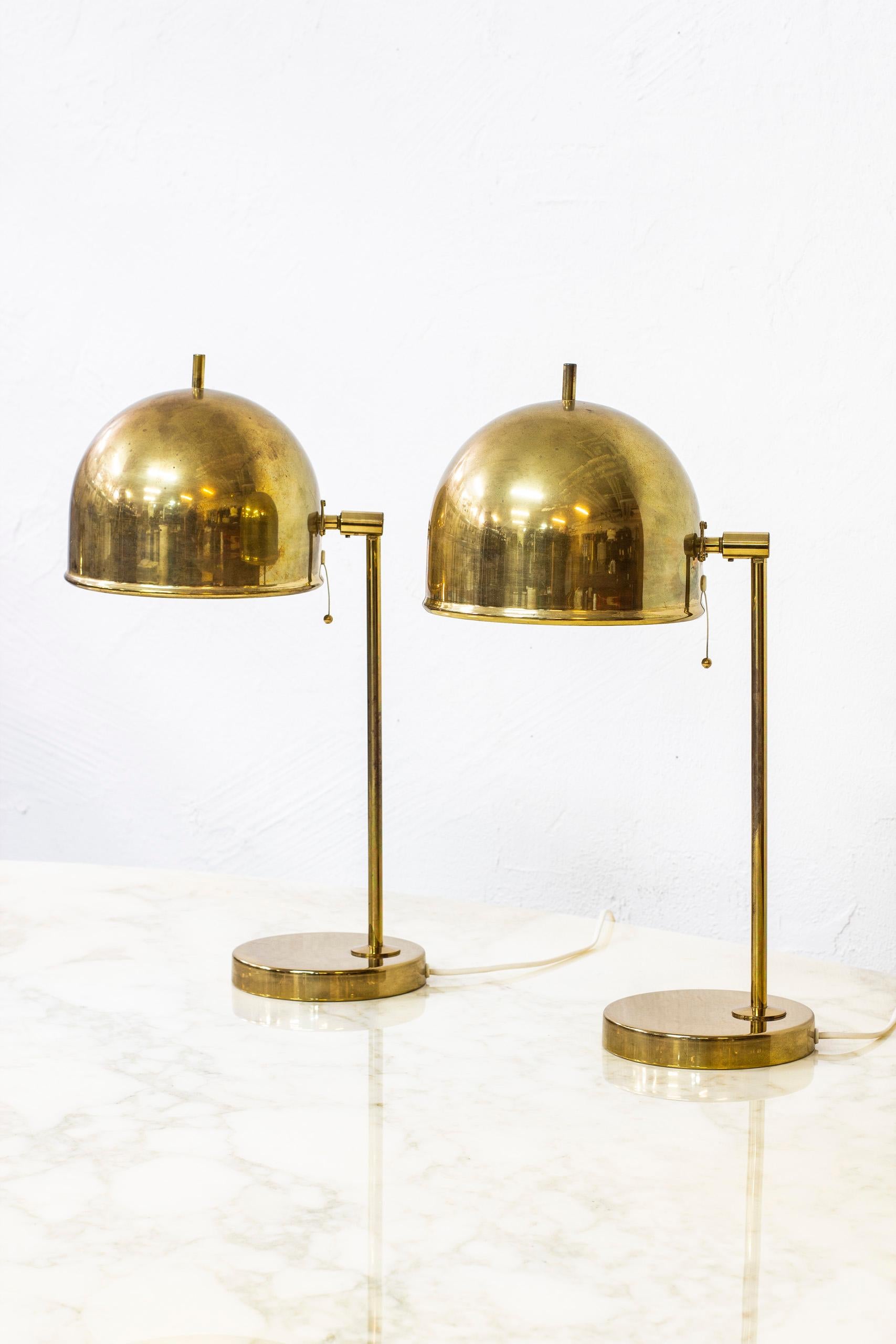 Scandinavian Modern Pair of Brass Table Lamps 
