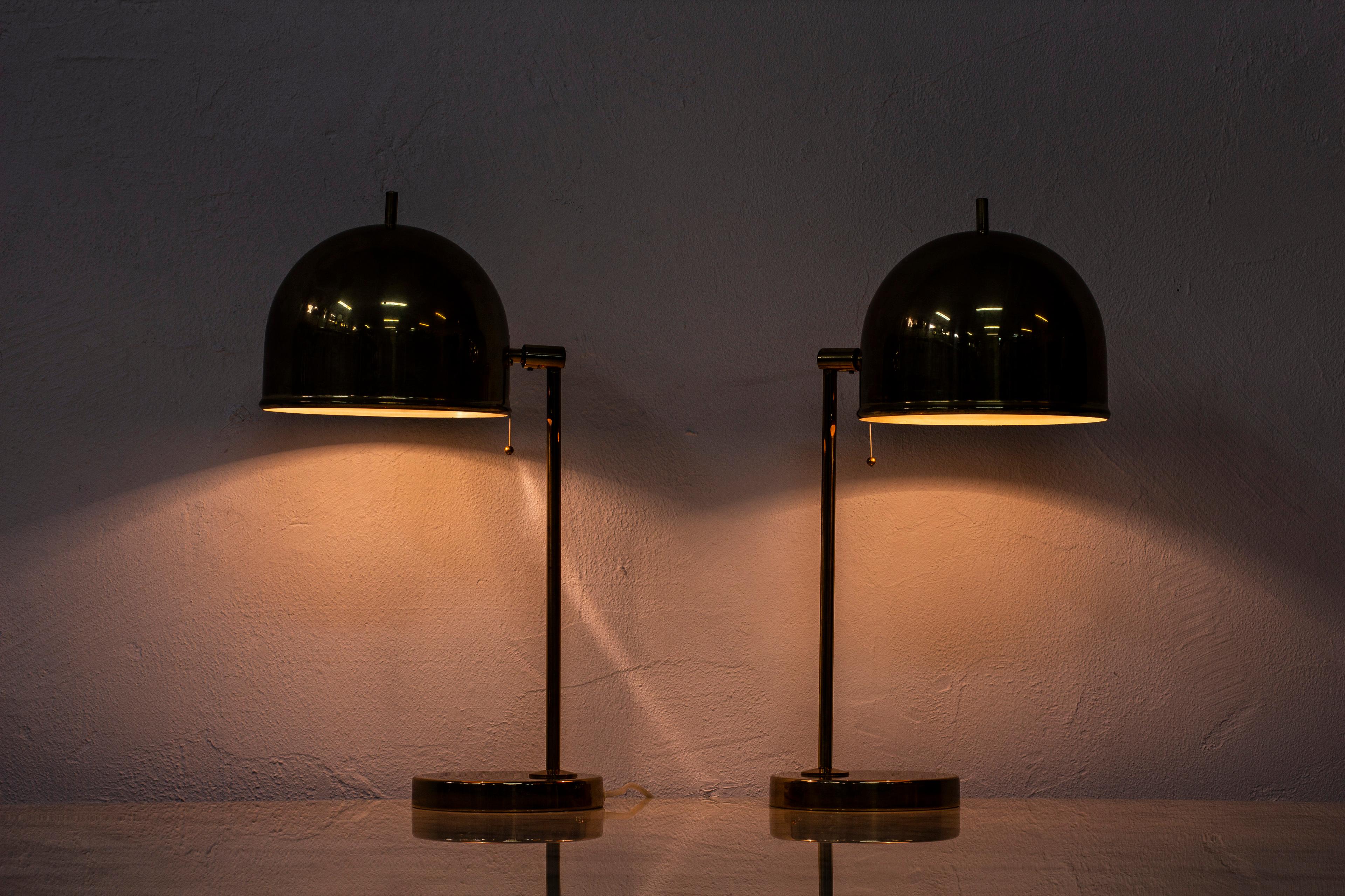 Swedish Pair of Brass Table Lamps 