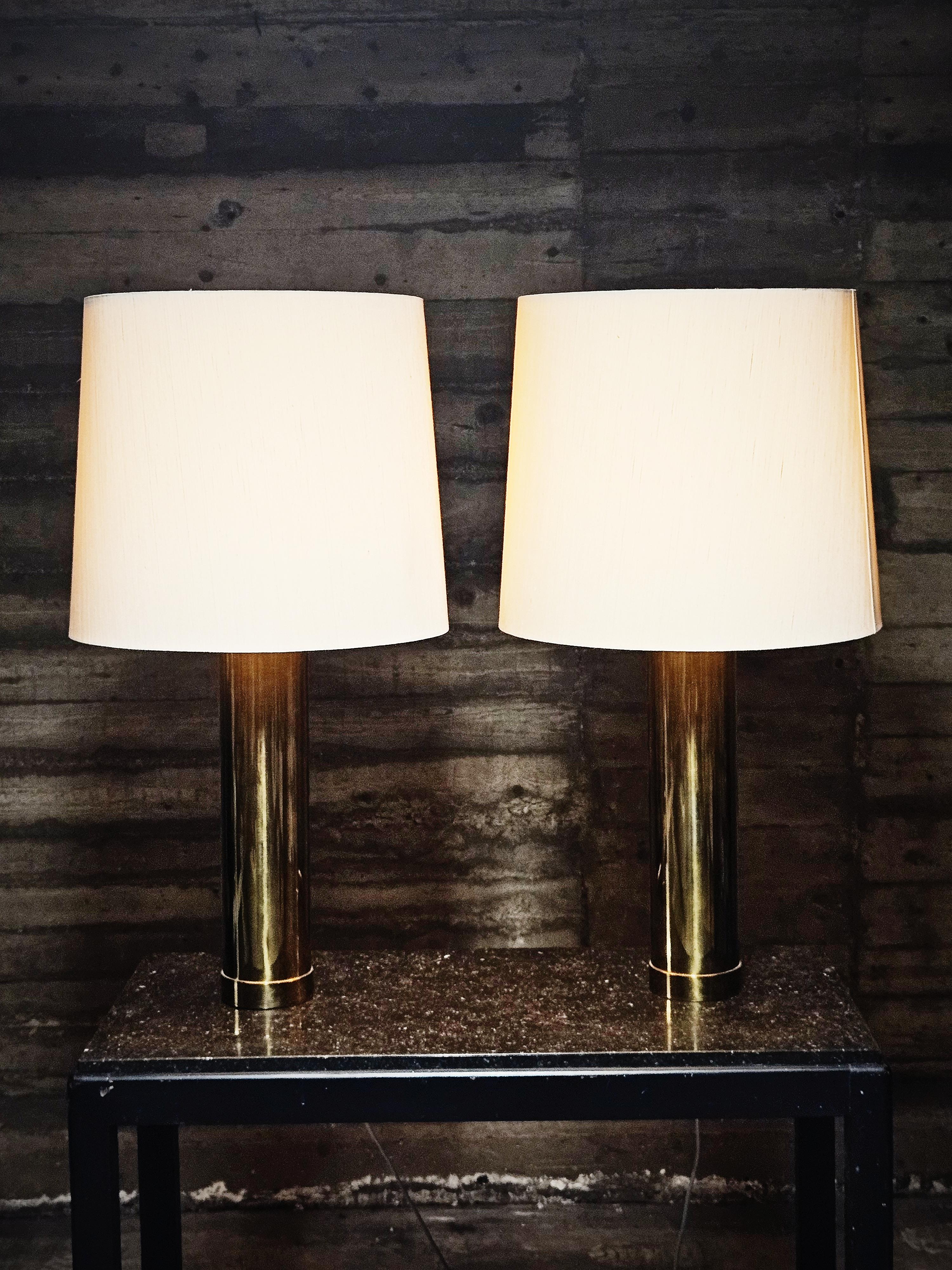 Swedish Pair of brass table lamps 'B-09' by Bergboms, Sweden, 1960s For Sale