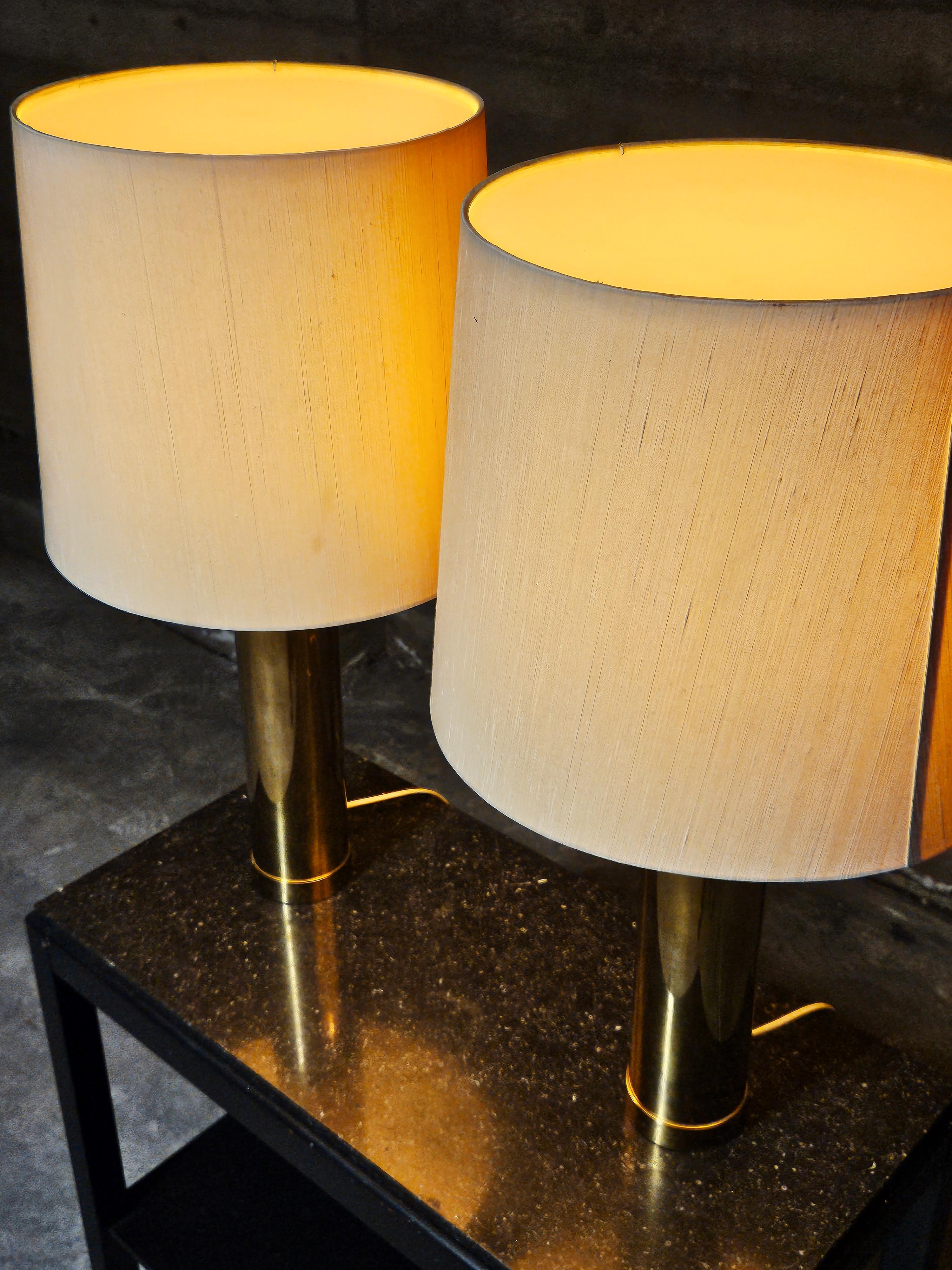 Pair of brass table lamps 'B-09' by Bergboms, Sweden, 1960s In Good Condition For Sale In Eskilstuna, SE