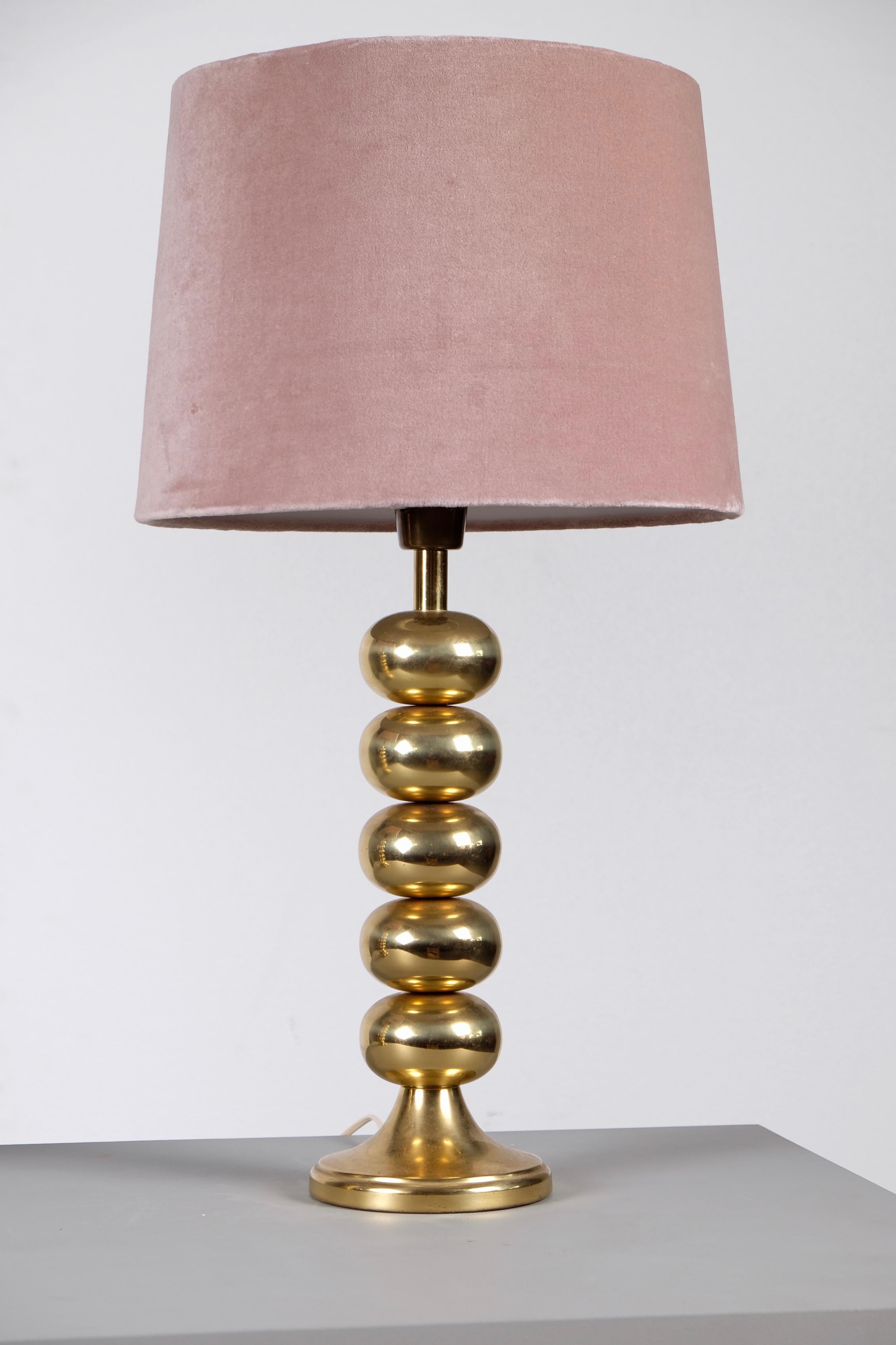 Swedish Pair of Brass Table Lamps by Aneta, Sweden, 1970s For Sale