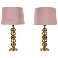 Pair of Brass Table Lamps by Aneta, Sweden, 1970s