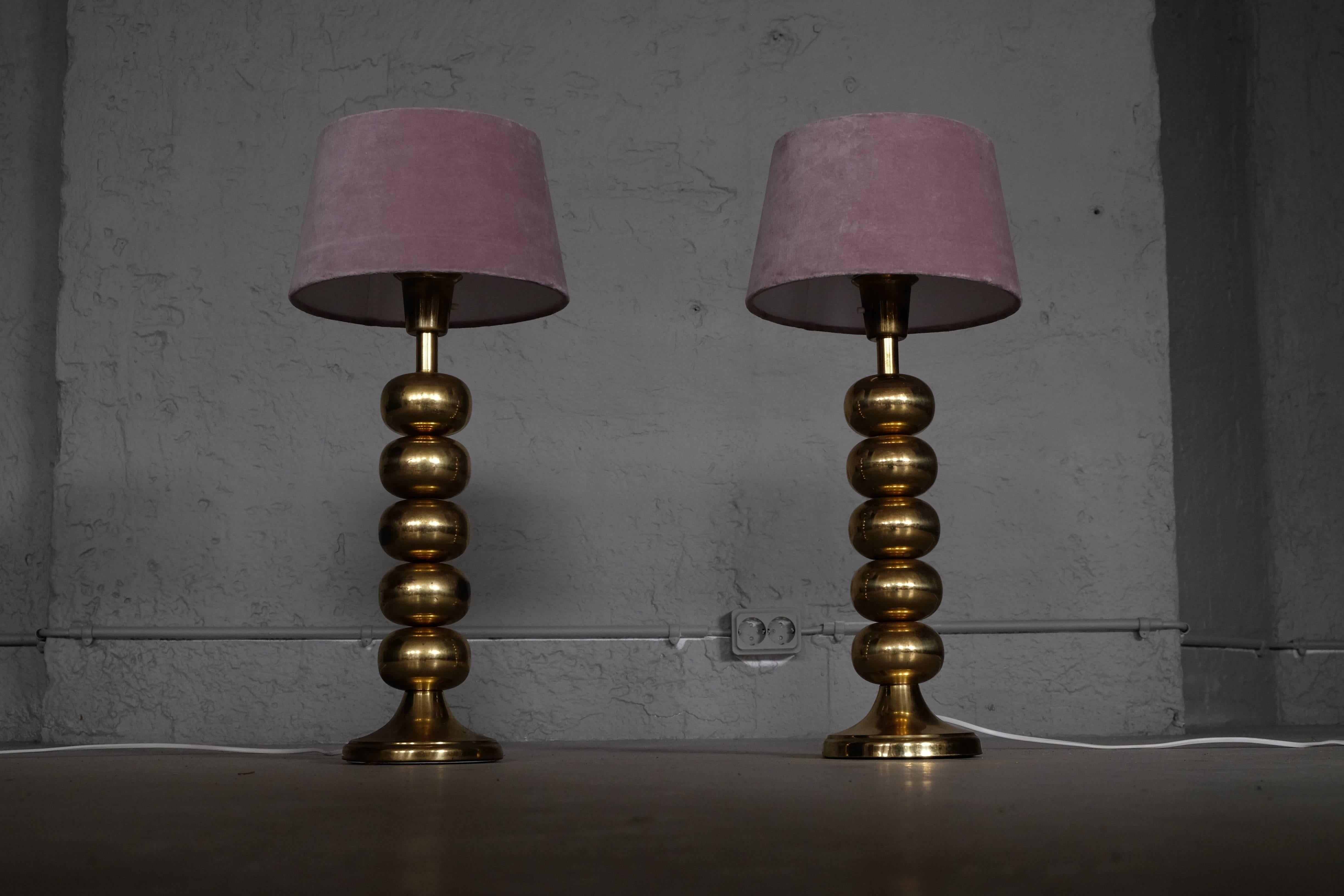 Paar Tischlampen aus Messing von Aneta, Schweden, 1960er Jahre (Skandinavische Moderne) im Angebot