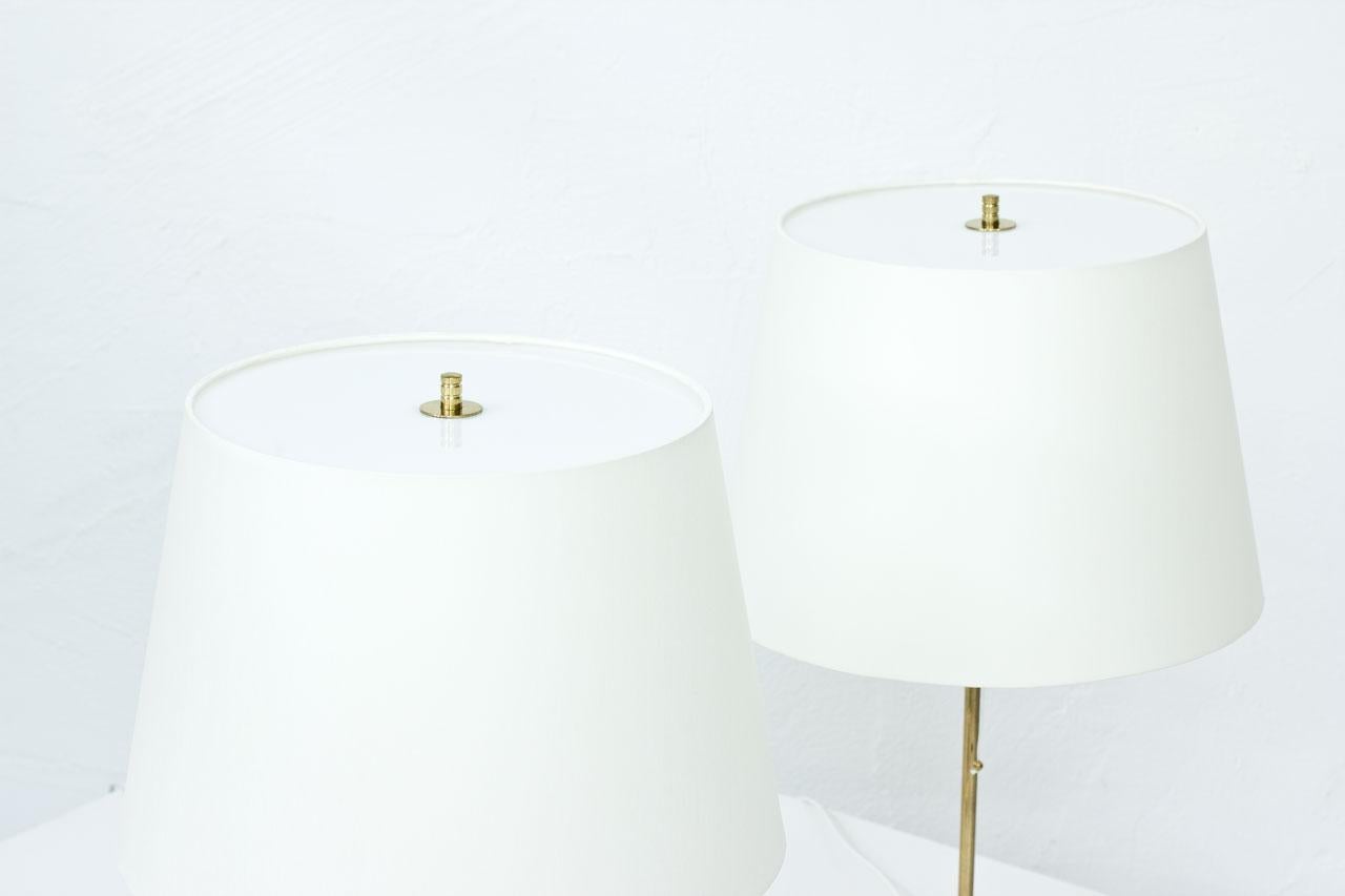 Swedish Pair of Brass Table Lamps by Bergboms, Sweden, 1960s