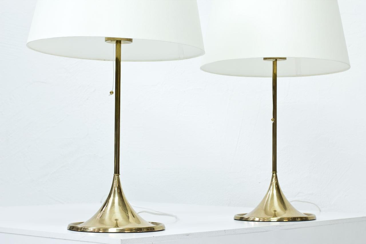 Pair of Brass Table Lamps by Bergboms, Sweden, 1960s In Good Condition In Stockholm, SE