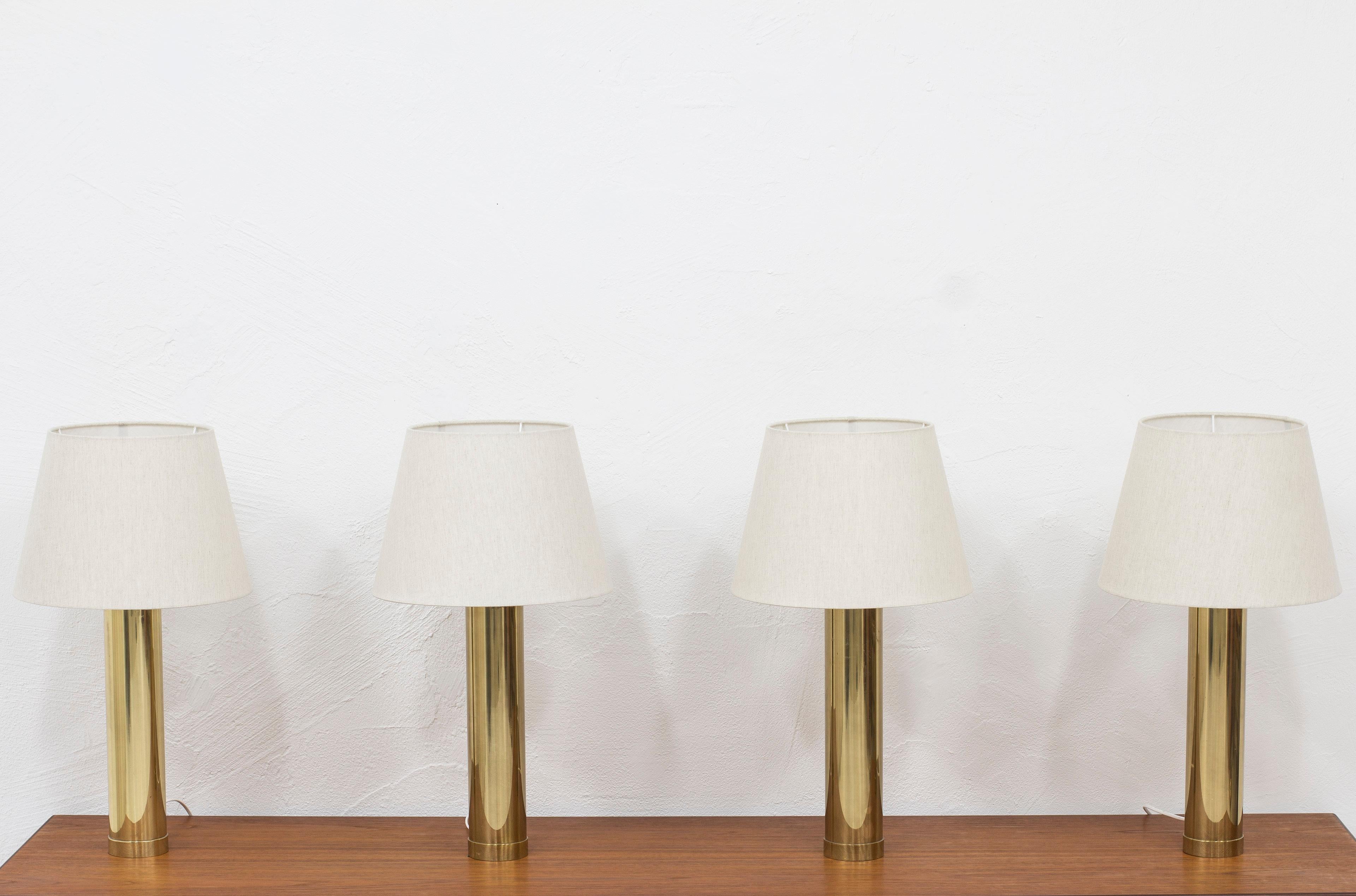 Pair of Brass Table Lamps by Bergboms, Sweden, 1960s, 4 Pcs Total For Sale 4