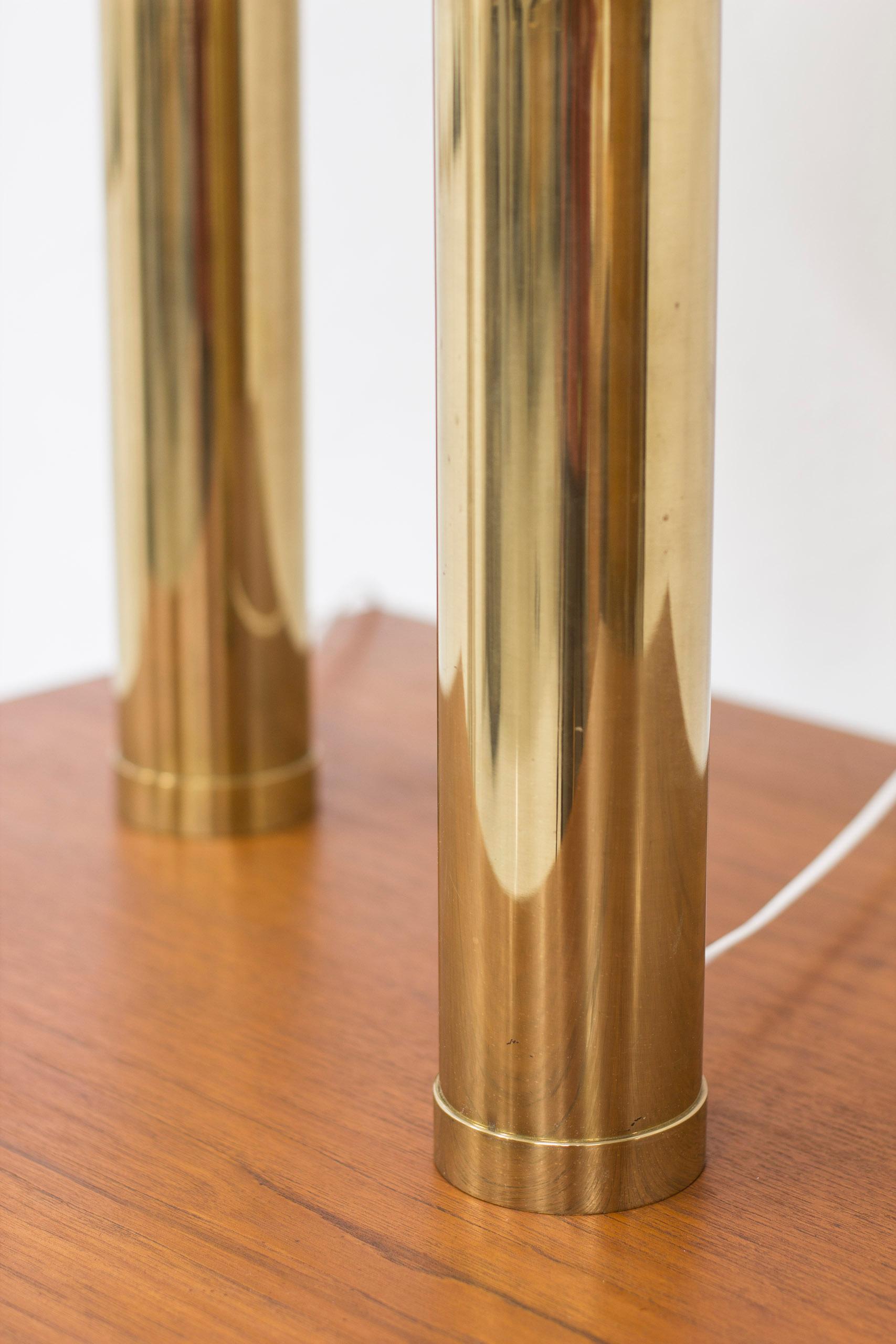 Pair of Brass Table Lamps by Bergboms, Sweden, 1960s, 4 Pcs Total For Sale 1