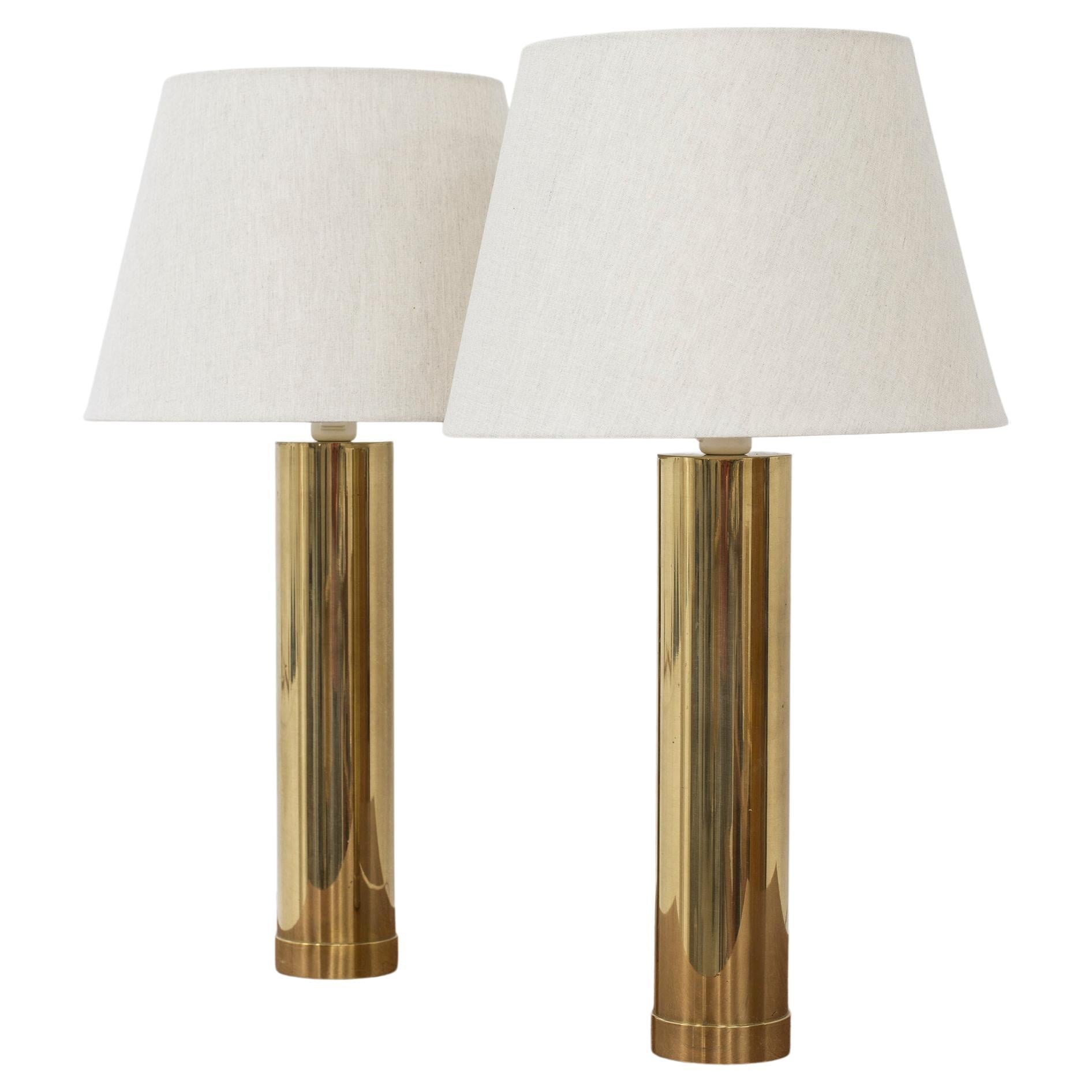 Pair of Brass Table Lamps by Bergboms, Sweden, 1960s, 4 Pcs Total For Sale