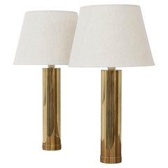 Pair of Brass Table Lamps by Bergboms, Sweden, 1960s, 4 Pcs Total