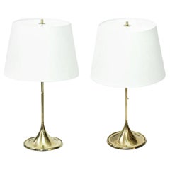 Pair of Brass Table Lamps by Bergboms, Sweden, 1960s