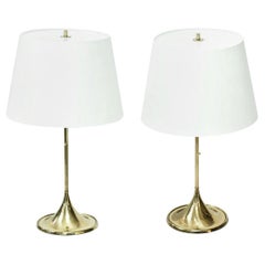 Pair of Brass Table Lamps by Bergboms, Sweden, 1960s