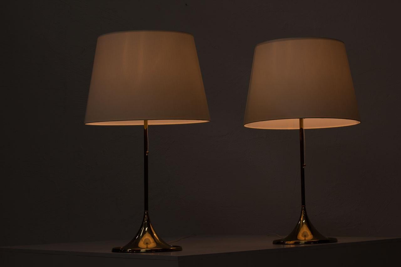 Pair of Brass Table Lamps by Bergboms, Sweden, 1960s 6