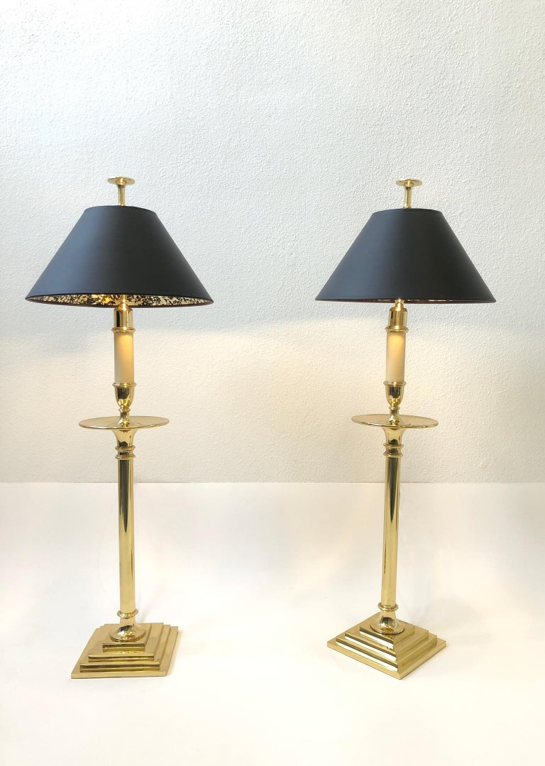 Pair of Brass Table Lamps by Chapman In Excellent Condition For Sale In Palm Springs, CA