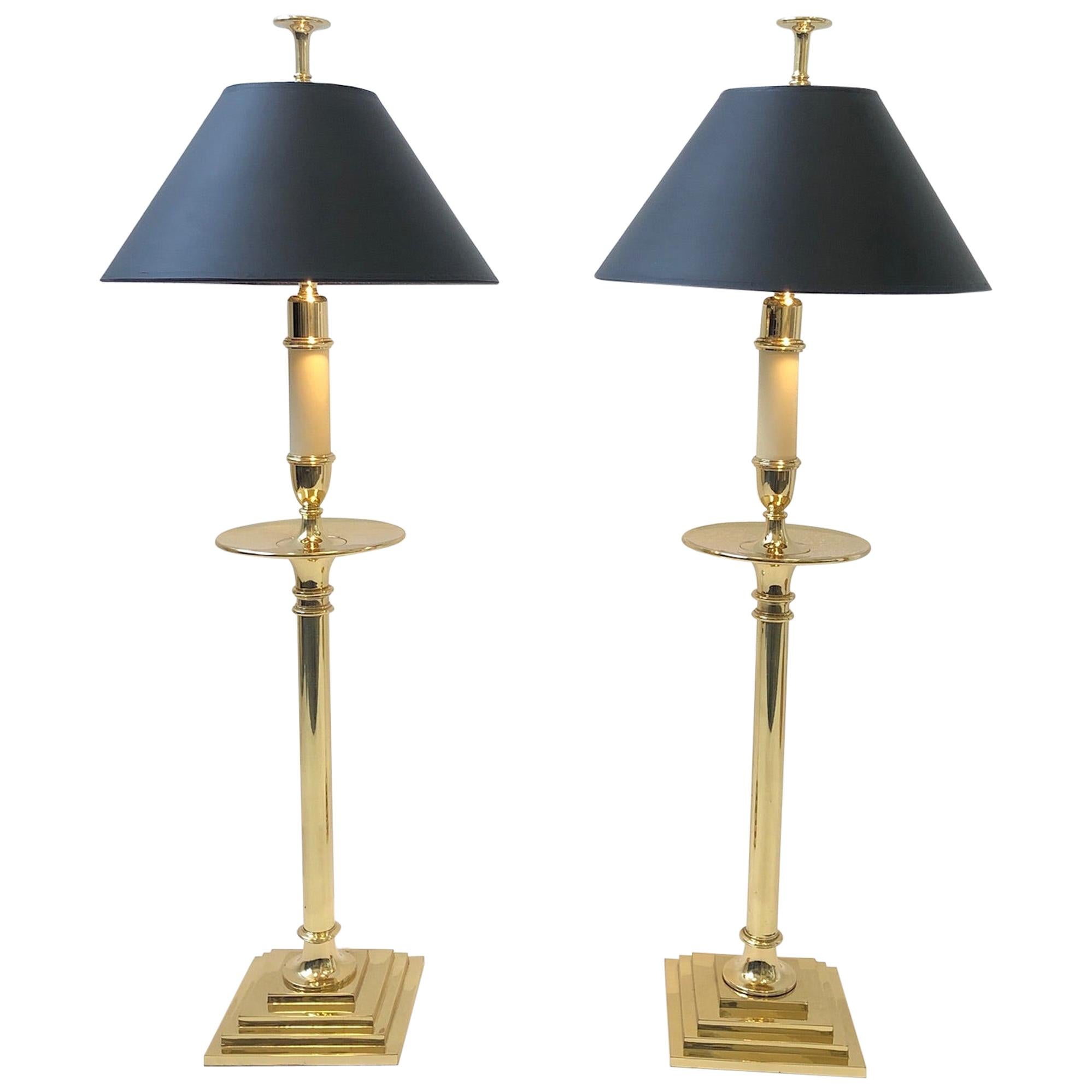 Pair of Brass Table Lamps by Chapman For Sale