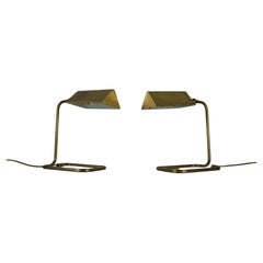 Coppia di lampade da tavolo in ottone di Florian Schulz, Germania, anni '70