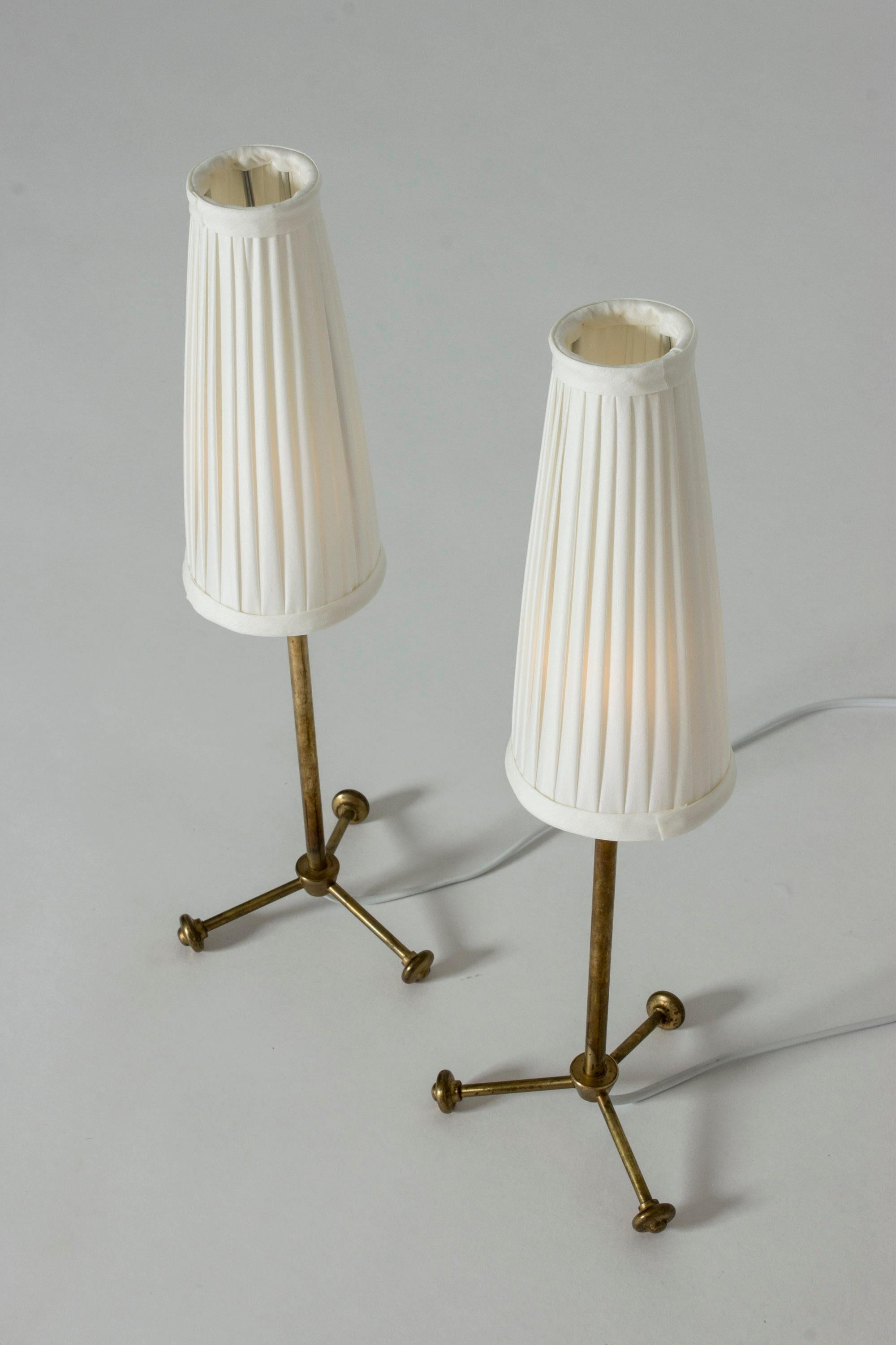 Scandinavian Modern Pair of Brass Table Lamps by Hans Bergström