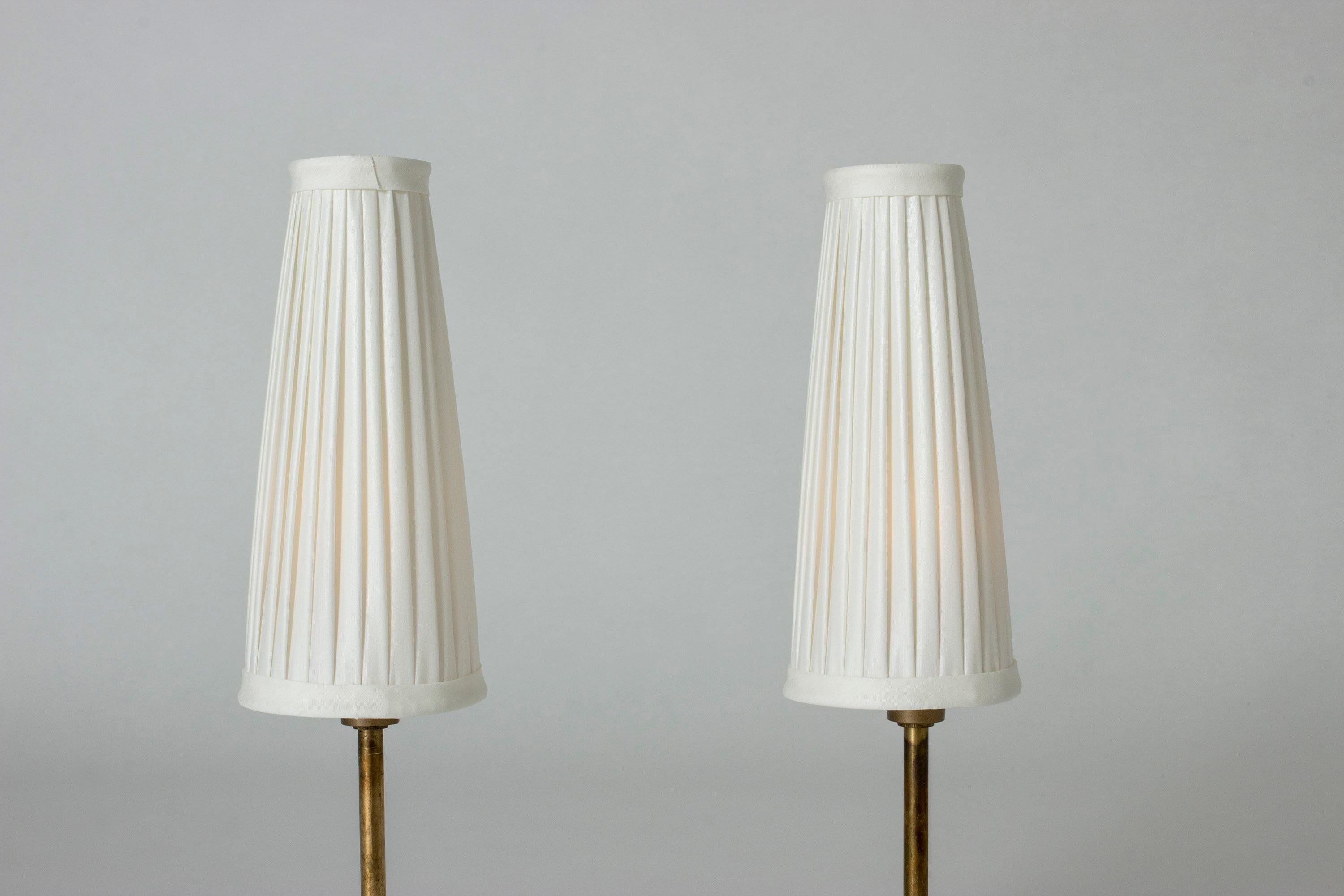 Swedish Pair of Brass Table Lamps by Hans Bergström