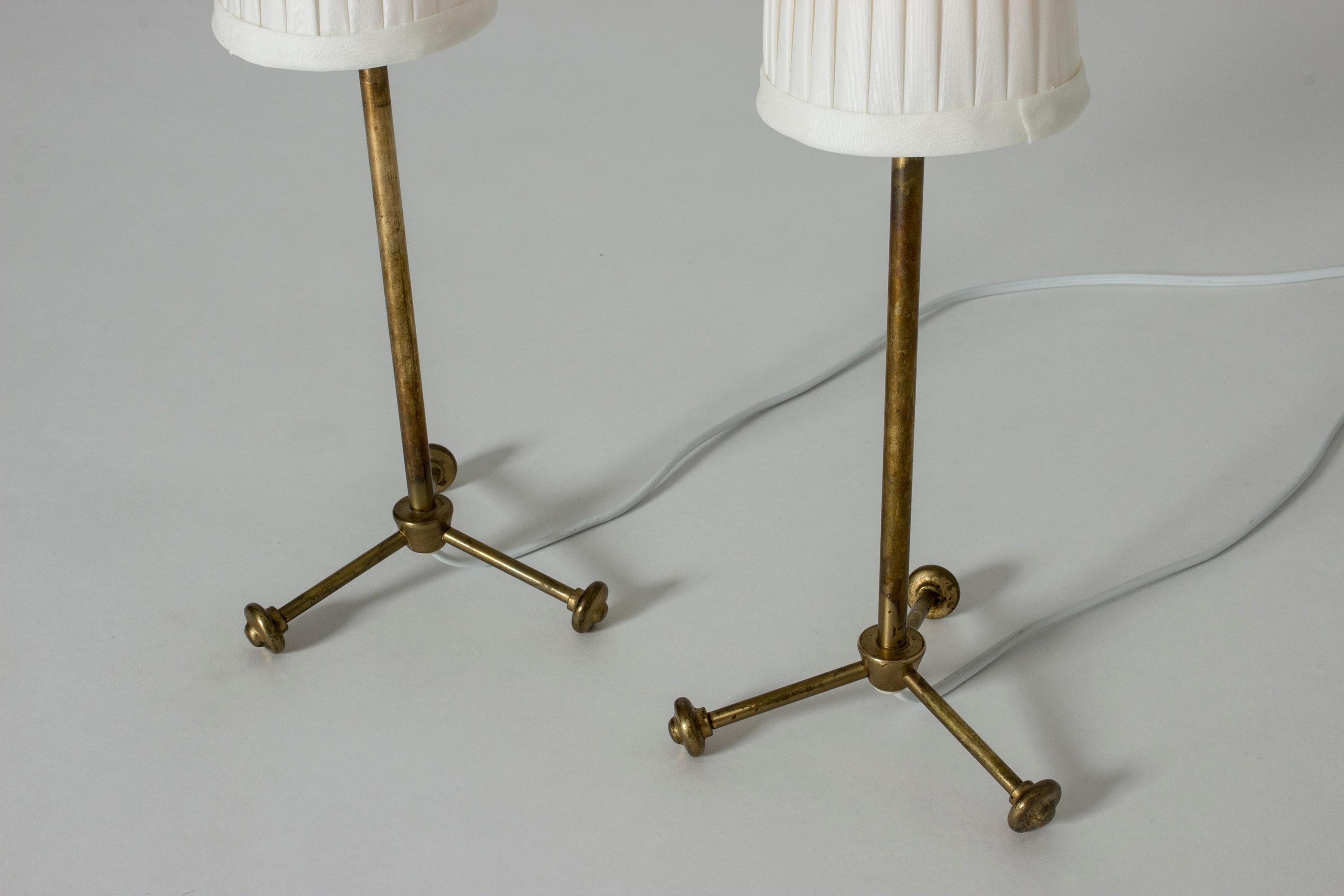 Mid-20th Century Pair of Brass Table Lamps by Hans Bergström