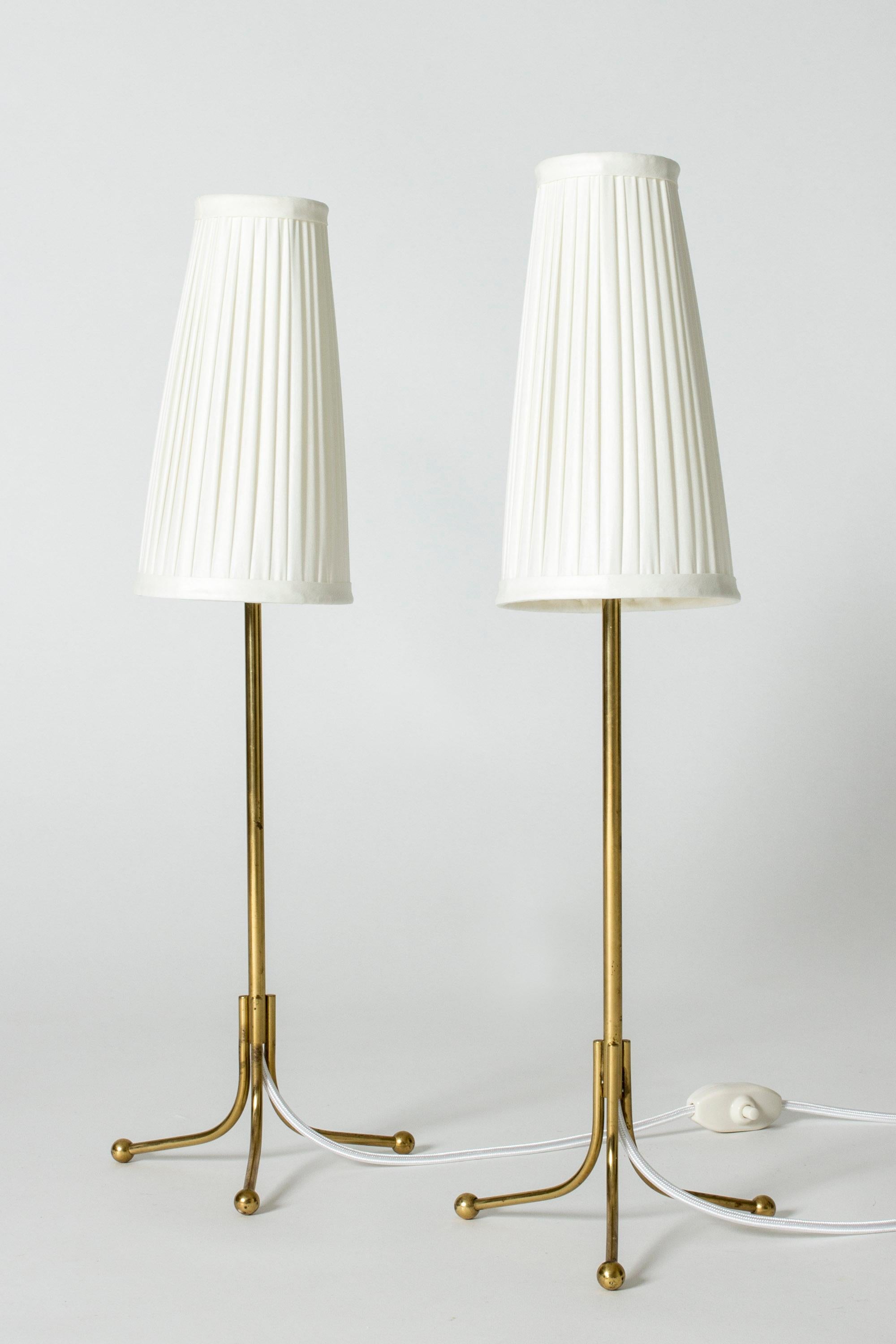 Pair of beautiful, rare table lamps by Josef Frank. Early model, made from brass in a slender, elegant design.