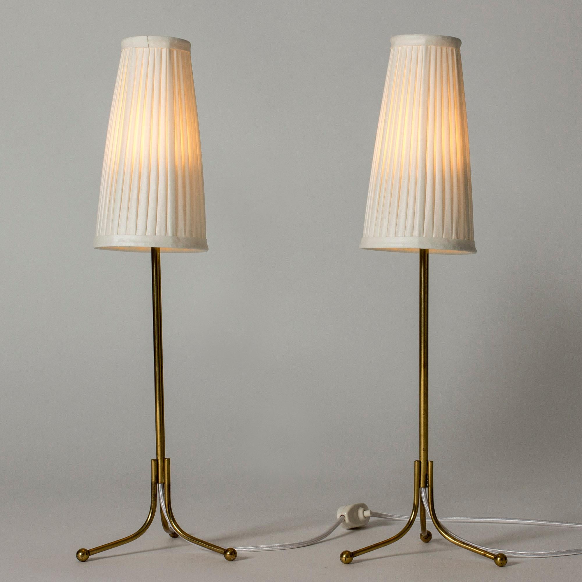 Mid-20th Century Pair of Brass Table Lamps by Josef Frank, Svenskt Tenn, Sweden, 1950s