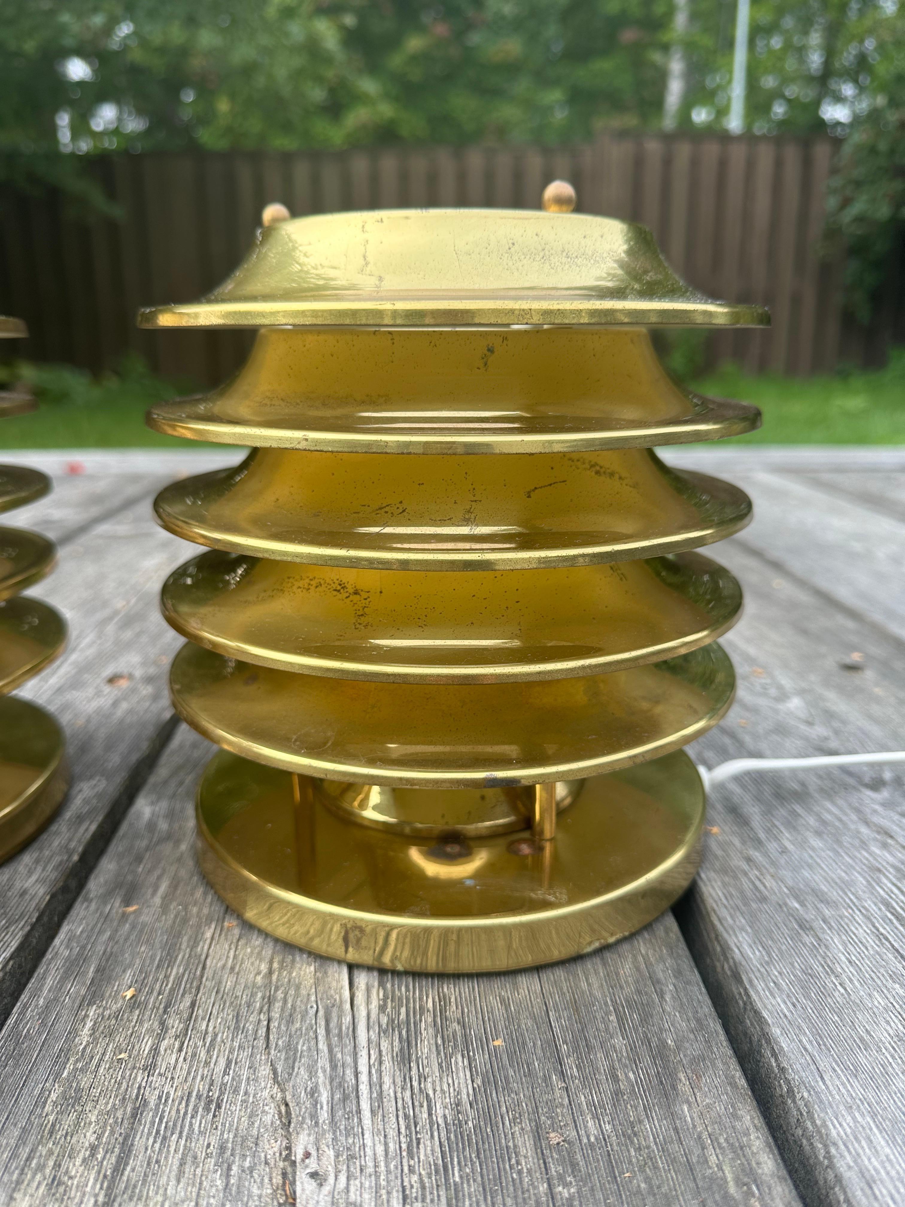 Brass Table Lamps by Kai Ruokonen for Orno, Finland, 1960 - 1970s For Sale 1