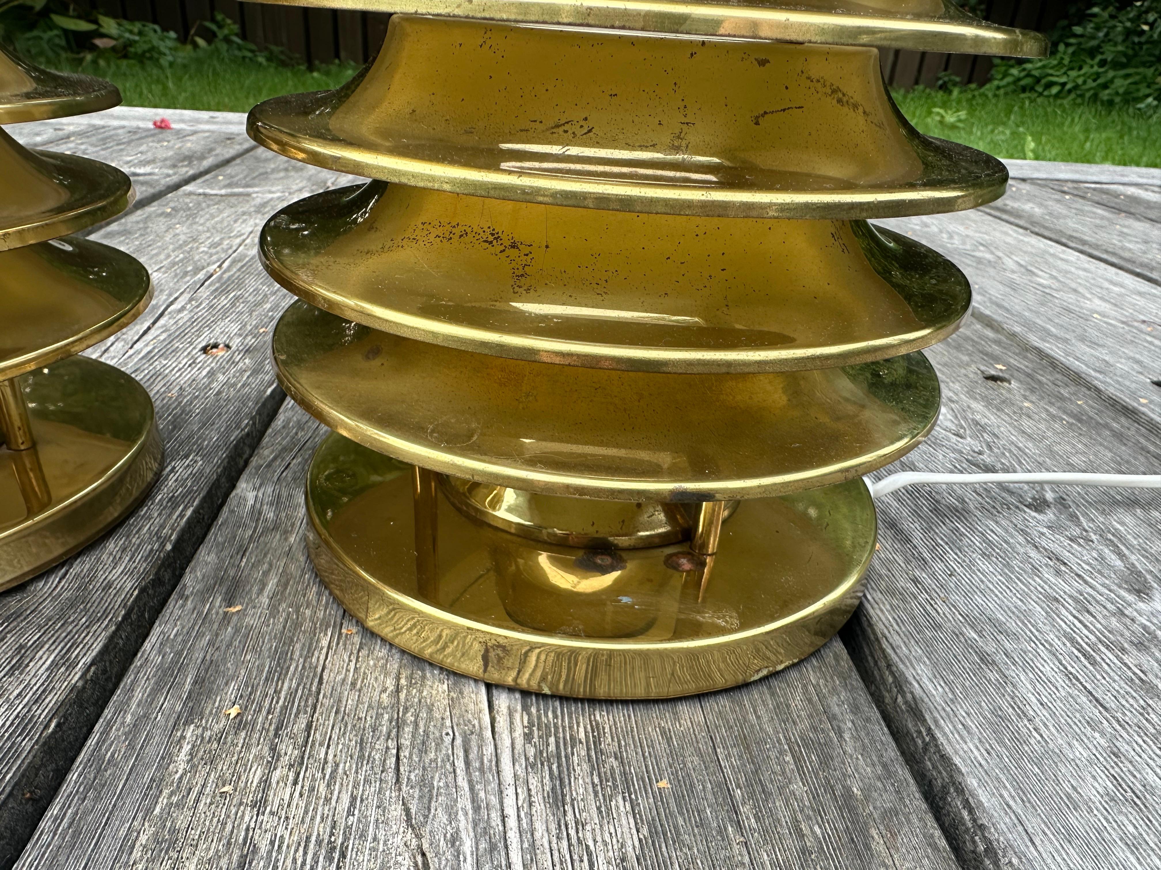 Brass Table Lamps by Kai Ruokonen for Orno, Finland, 1960 - 1970s For Sale 2