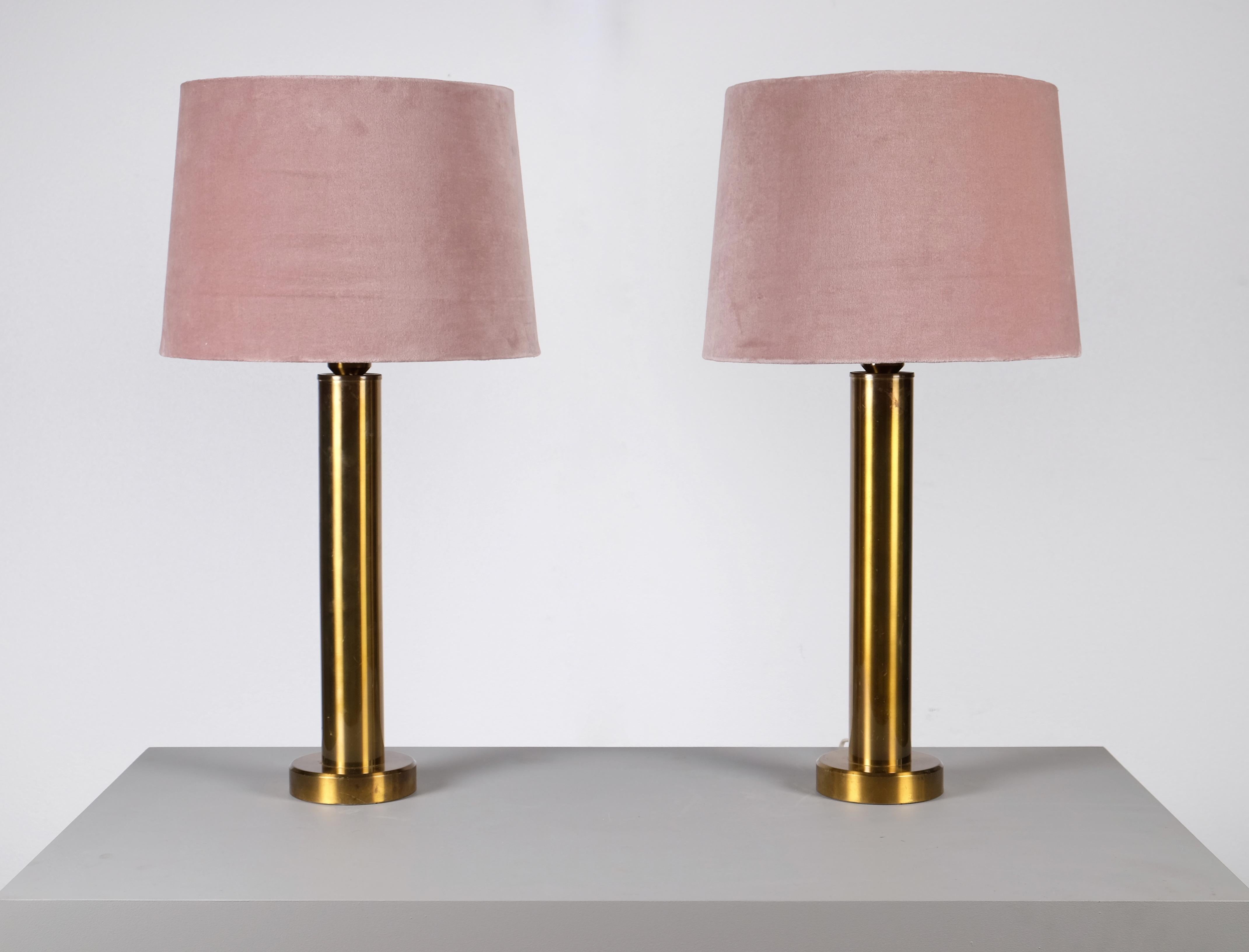 Pair of Brass Table Lamps by Kosta Belysning, Sweden, 1970s For Sale 2