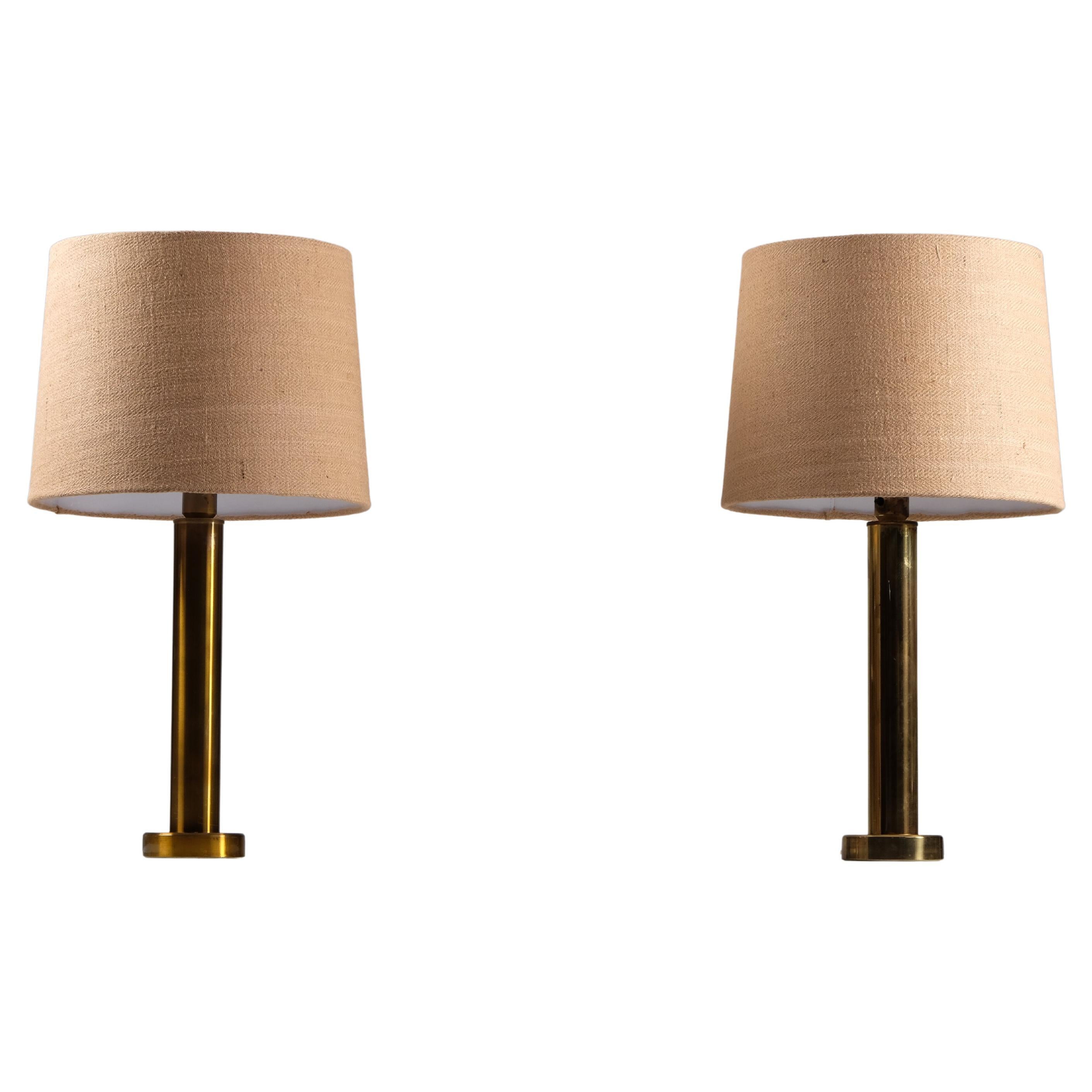Pair of Brass Table Lamps by Kosta Belysning, Sweden, 1970s