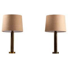 Pair of Brass Table Lamps by Kosta Belysning, Sweden, 1970s