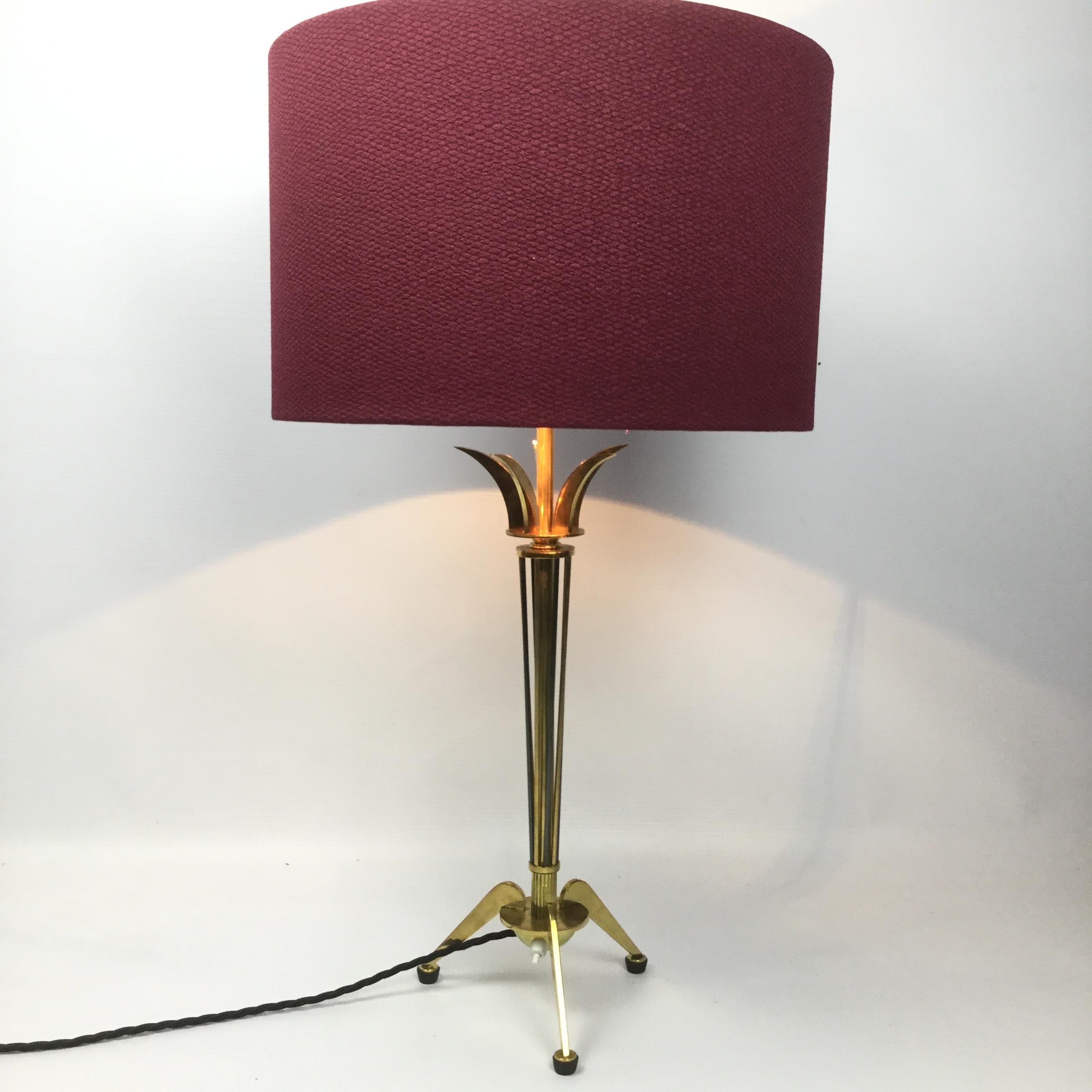 Pair of Brass Table Lamps by Maison Arlus for Maison Jansen, France, 1950s In Good Condition For Sale In London, GB
