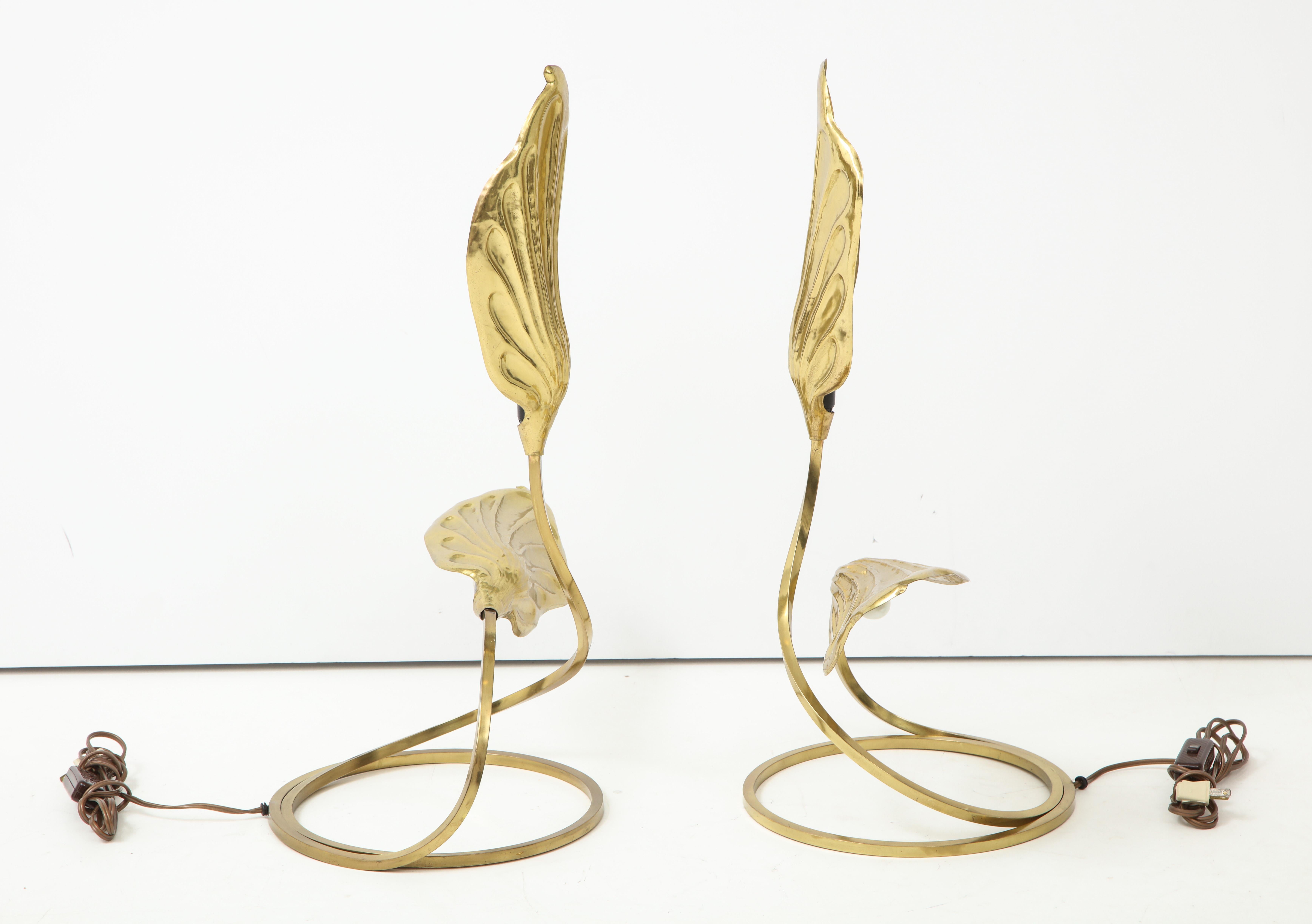 Pair of Brass Table Lamps by Tomasso Barbi 6
