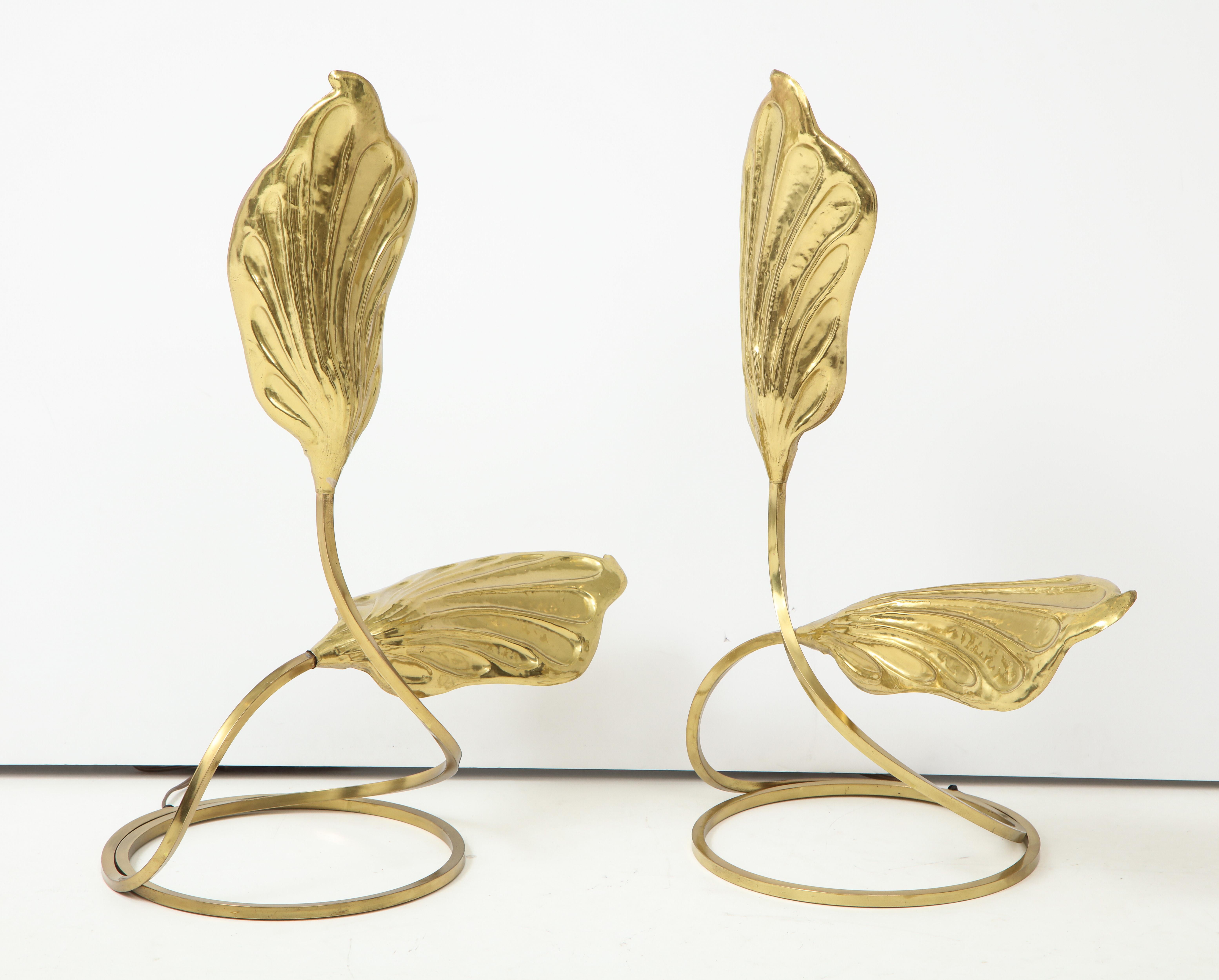 Pair of Brass Table Lamps by Tomasso Barbi For Sale 4