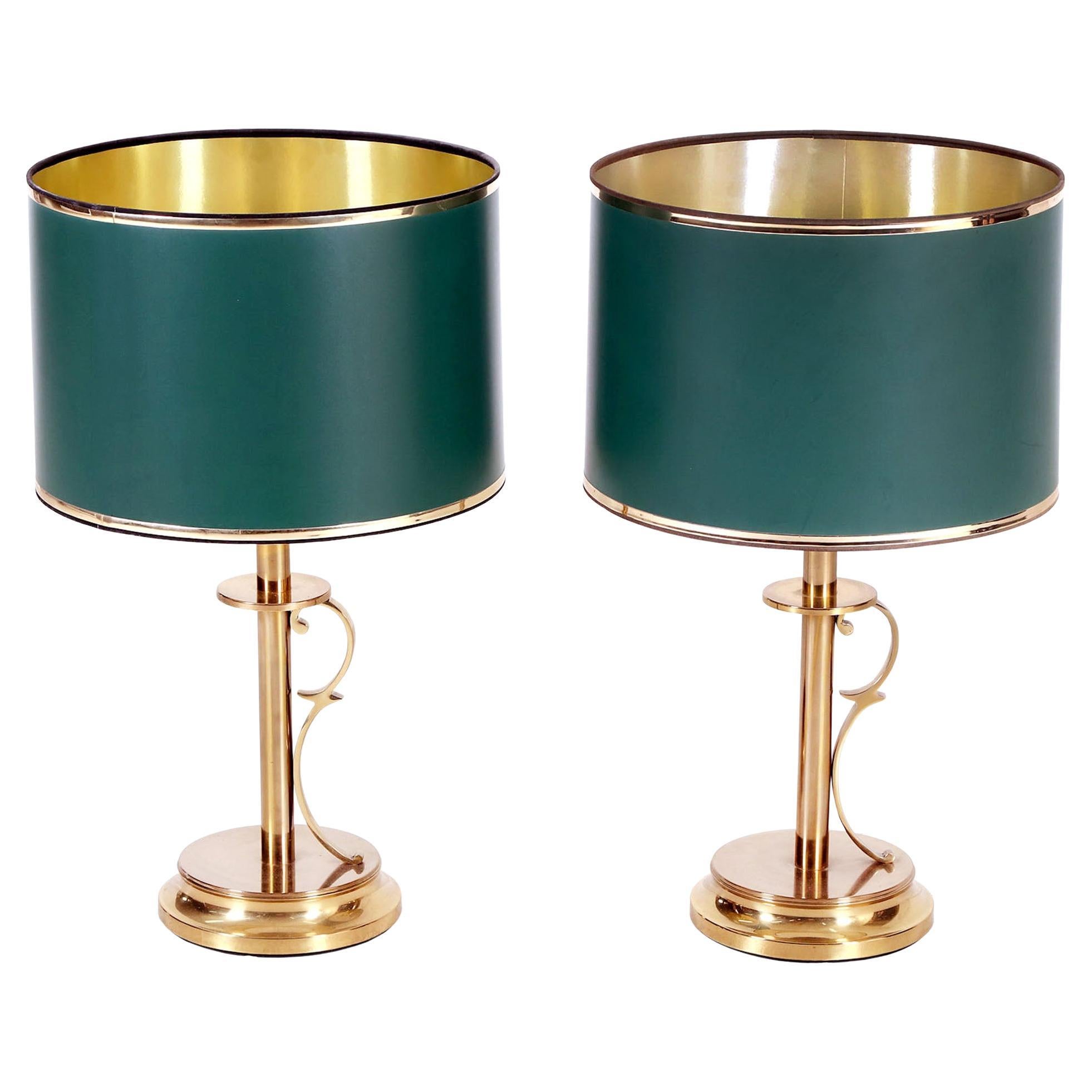 Pair of Brass Table Lamps by Tranas Stilarmatur, Mid-Century Modern Scandinavian