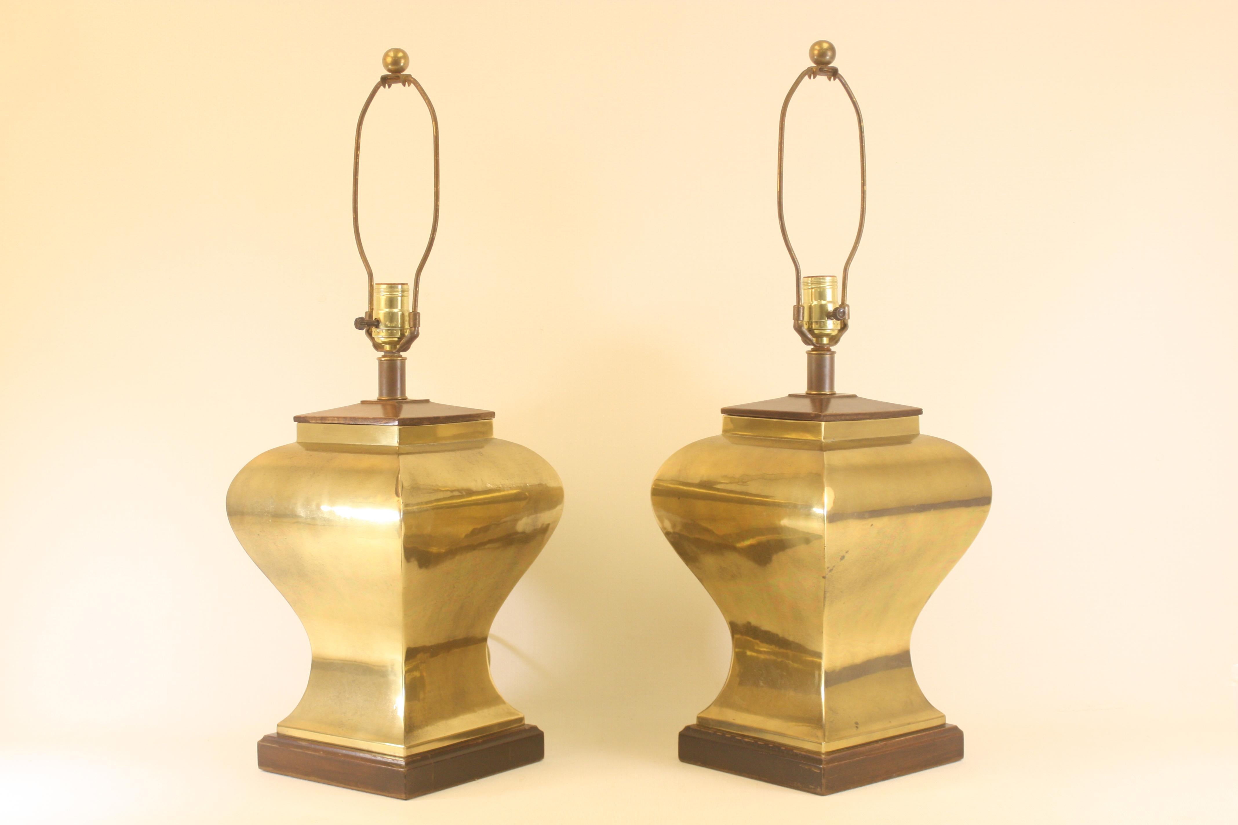 American Pair of Brass Table Lamps by Tyndale Lighting For Sale