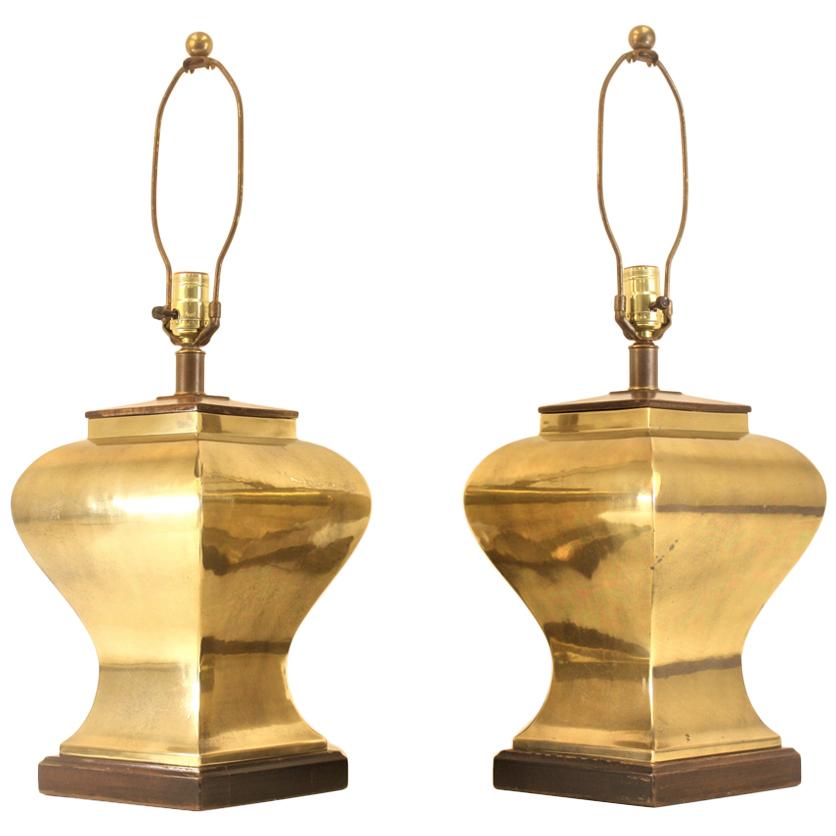 Pair of Brass Table Lamps by Tyndale Lighting For Sale