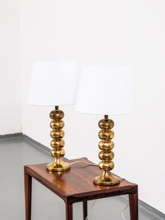 Pair of Brass Table Lamps by Uno Dahlén for Aneta, Sweden, 1960s