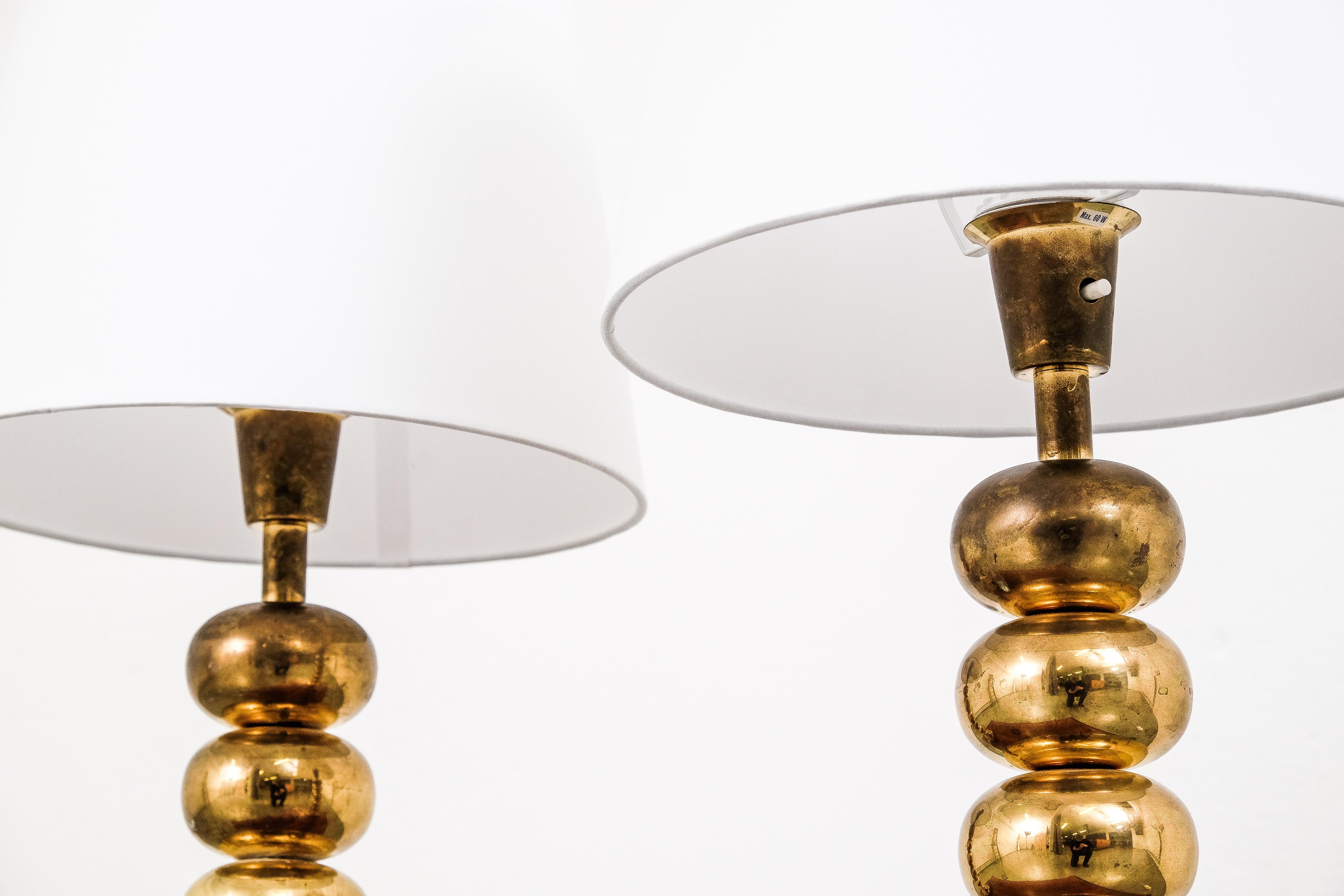 Swedish Pair of Brass Table Lamps by Uno Dahlén for Aneta, Sweden, 1960s